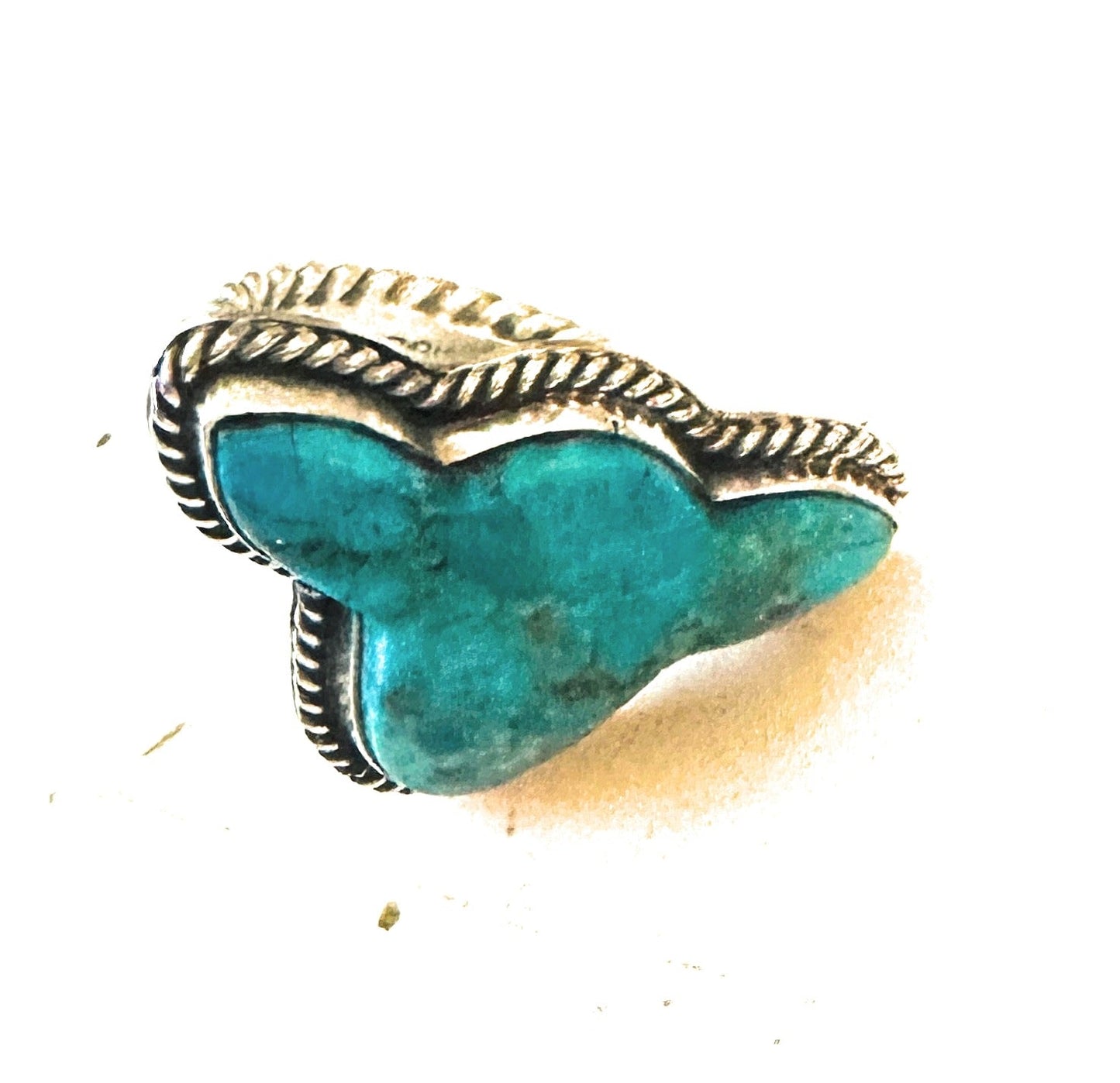 Handcrafted Royston Turquoise & Sterling Silver Bullhead Adjustable Ring
