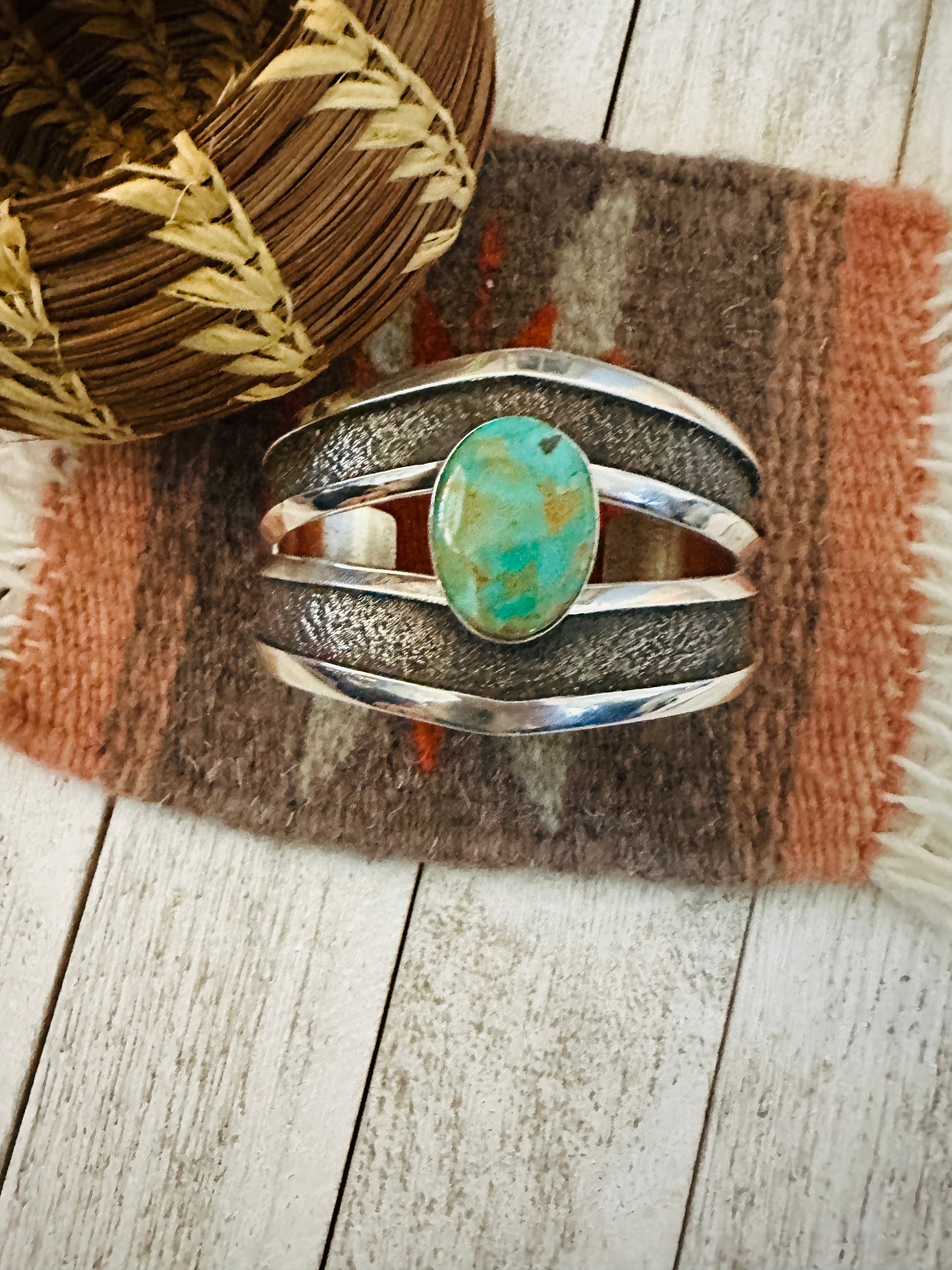 Old Pawn Navajo Sterling Silver & Turquoise Cuff Bracelet – A Western ...
