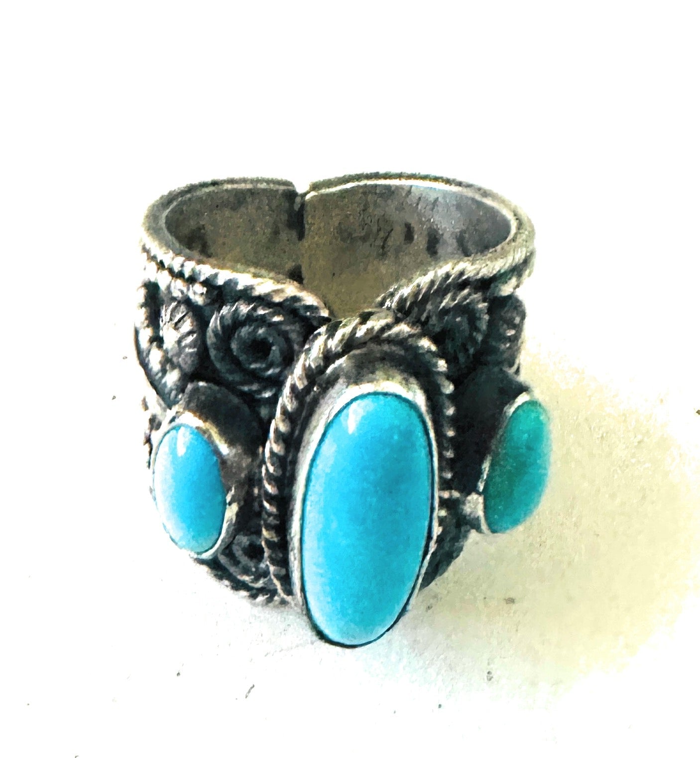 Handcrafted Sterling Silver and Turquoise Ring Size 9 by Hemerson Brown