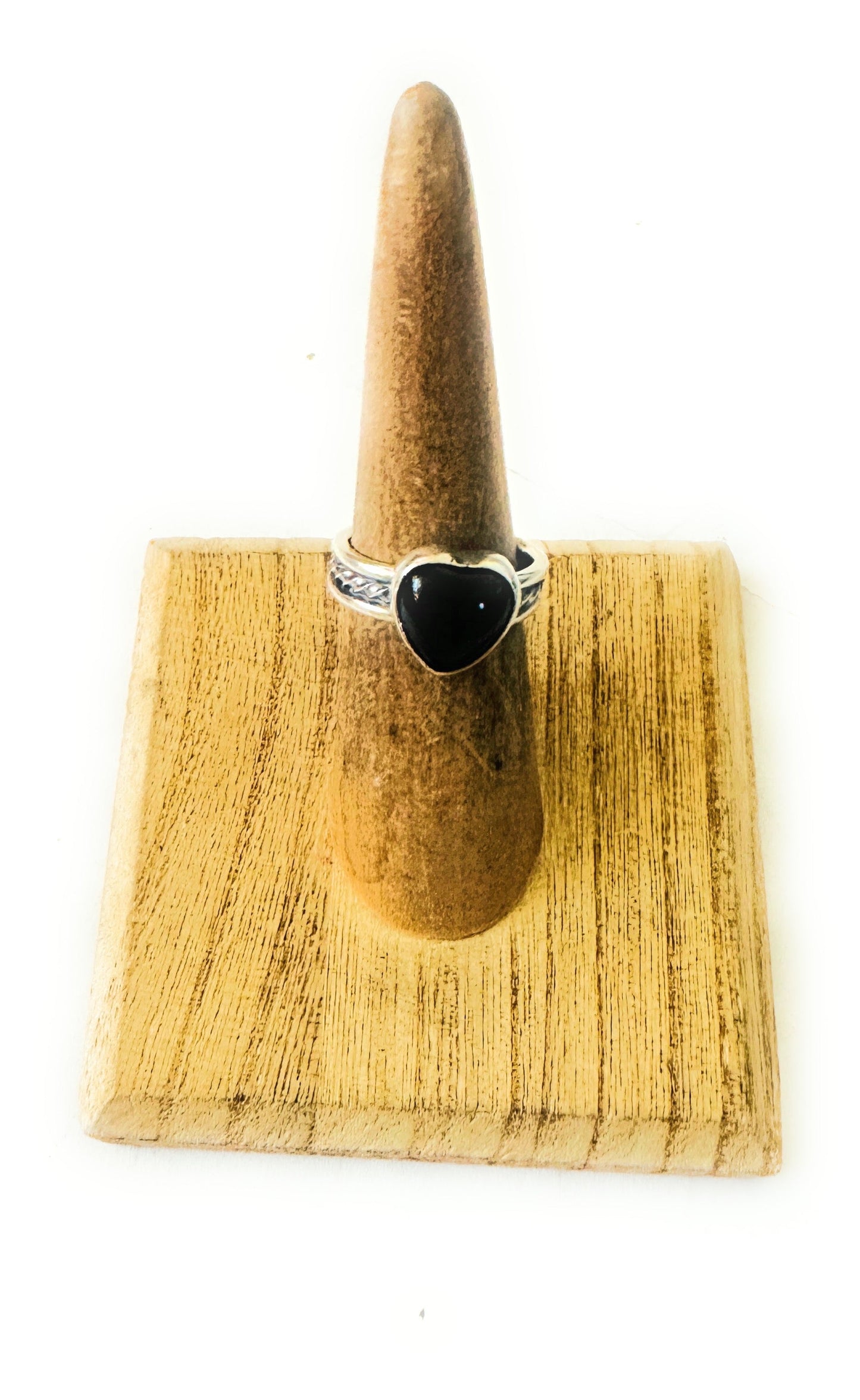 Handcrafted Black Onyx & Sterling Silver Heart Ring