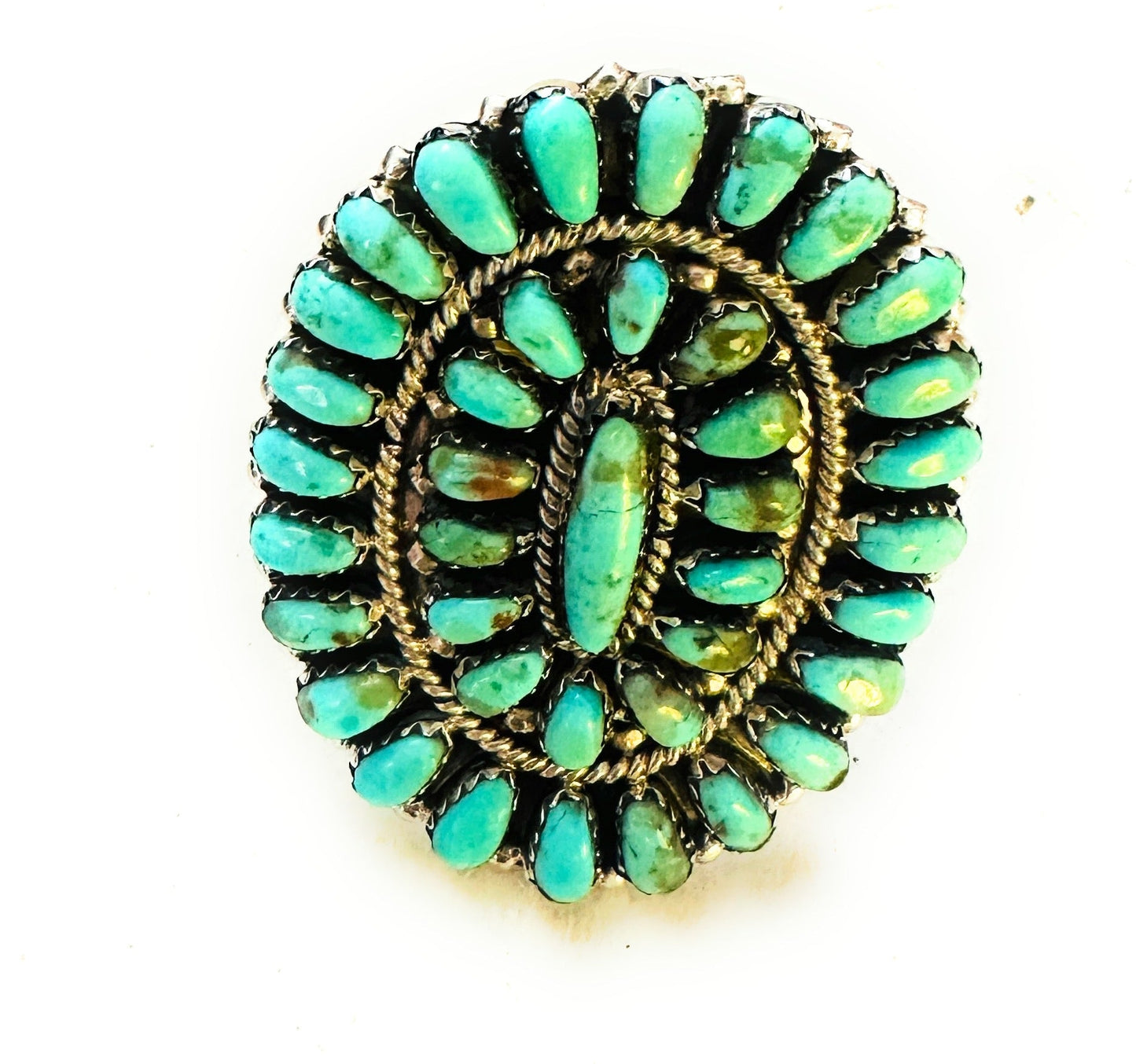 Handcrafted Turquoise & Sterling Silver Adjustable Cluster Ring