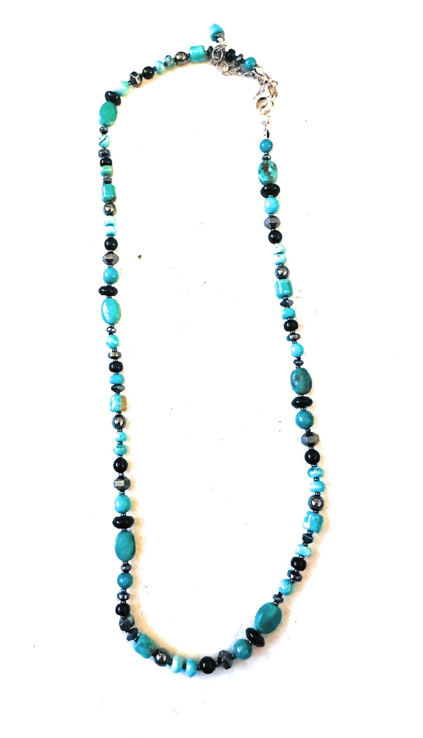 Handcrafted Multi Stone & Sterling Silver 16” Beaded Necklace