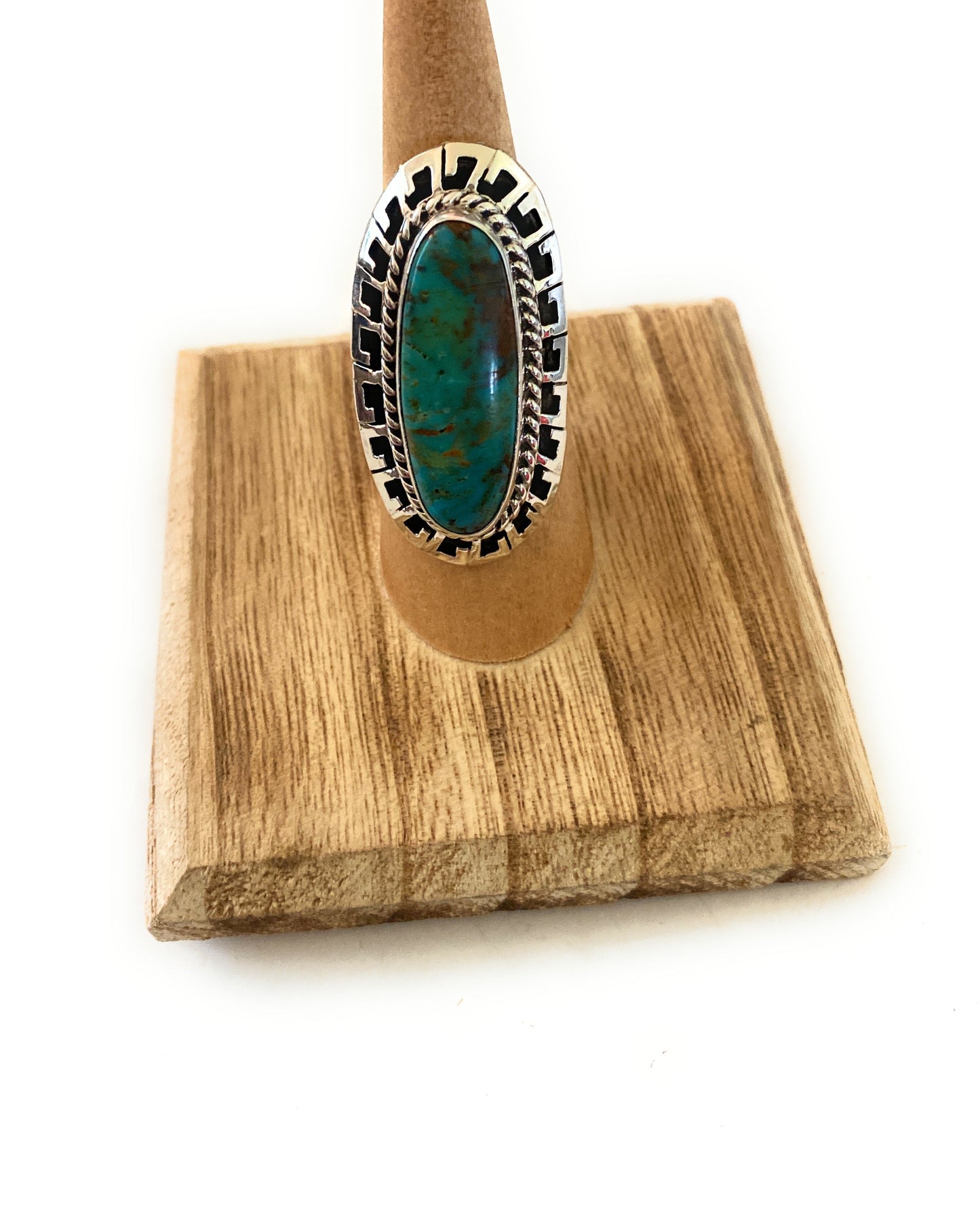 Handcrafted Royston Turquoise & Sterling Silver Ring Size 6