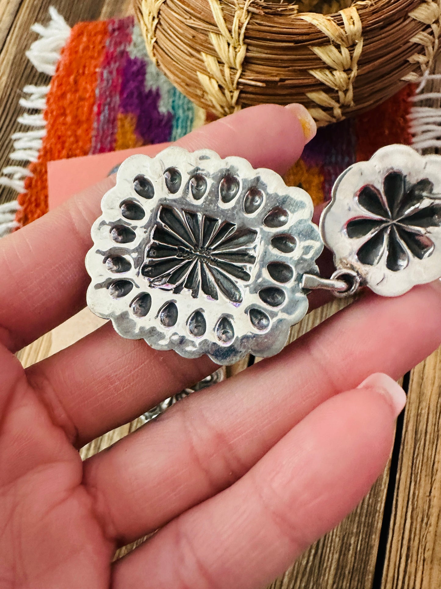 Handcrafted Sterling Silver Concho Dangle Earrings