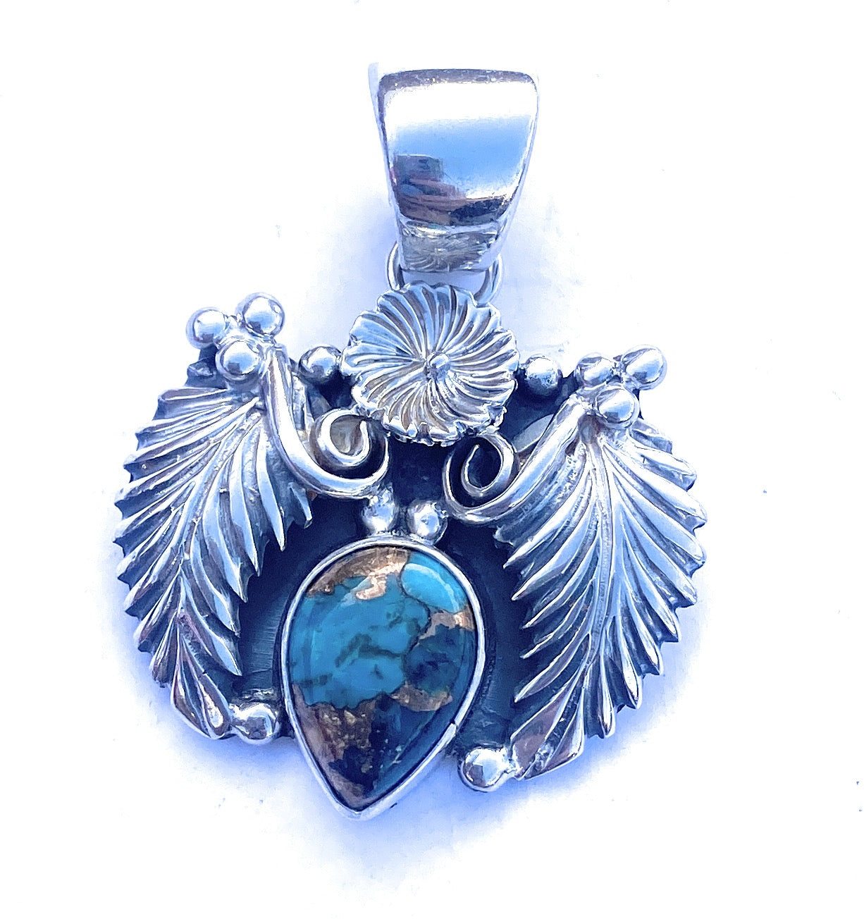 Handcrafted Sterling Silver & Turquoise Mohave Pendant Signed