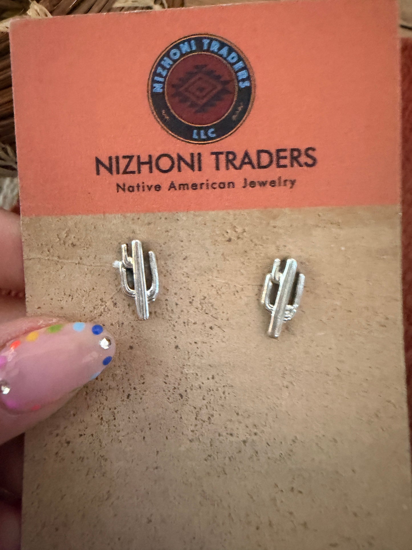 Handcrafted Sterling Silver Cactus Stud Earrings