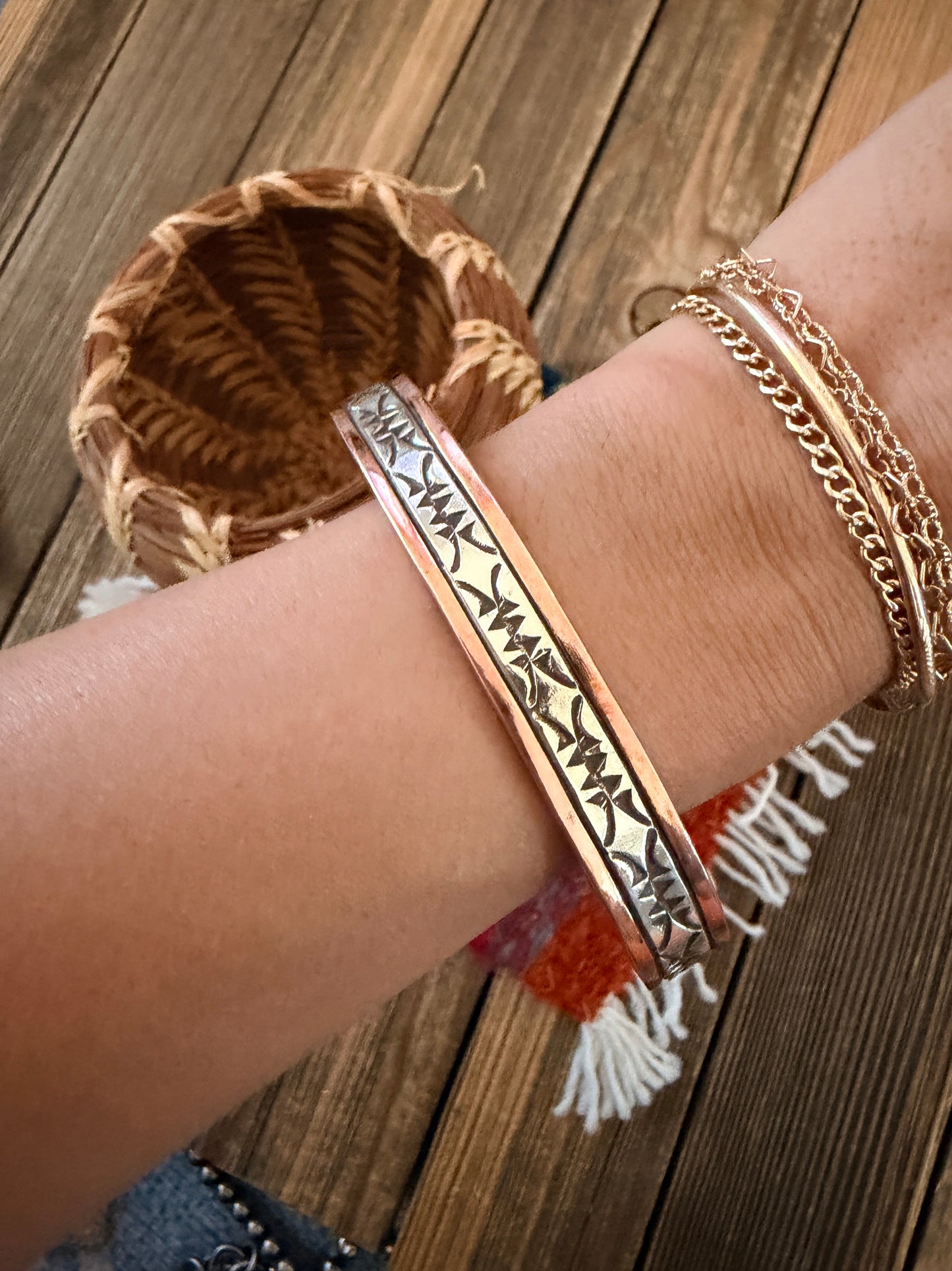 Handcrafted Copper & Sterling Silver Cuff Bracelet
