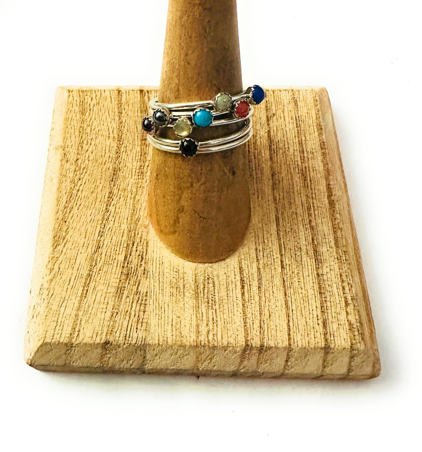 Handcrafted Sterling Silver And Multi Stone Ring Size 7.25