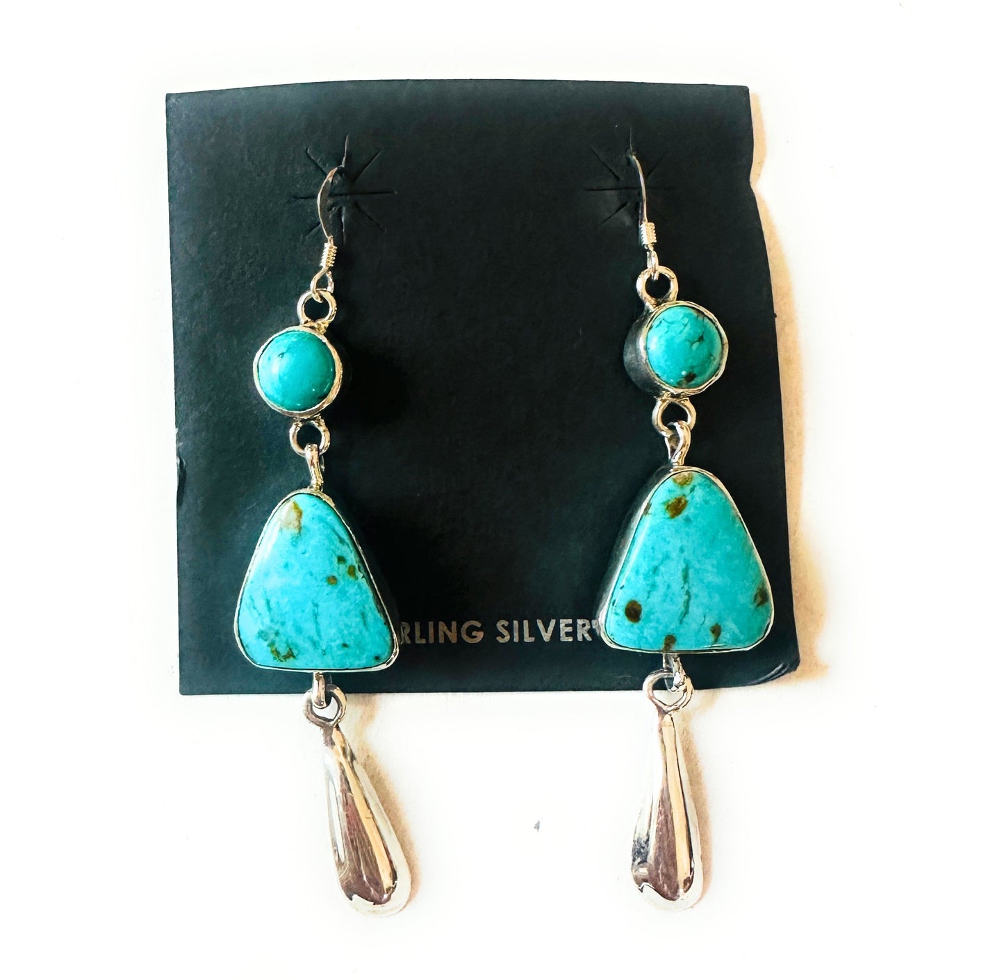 Handcrafted Turquoise And Sterling Silver Dangle Earrings