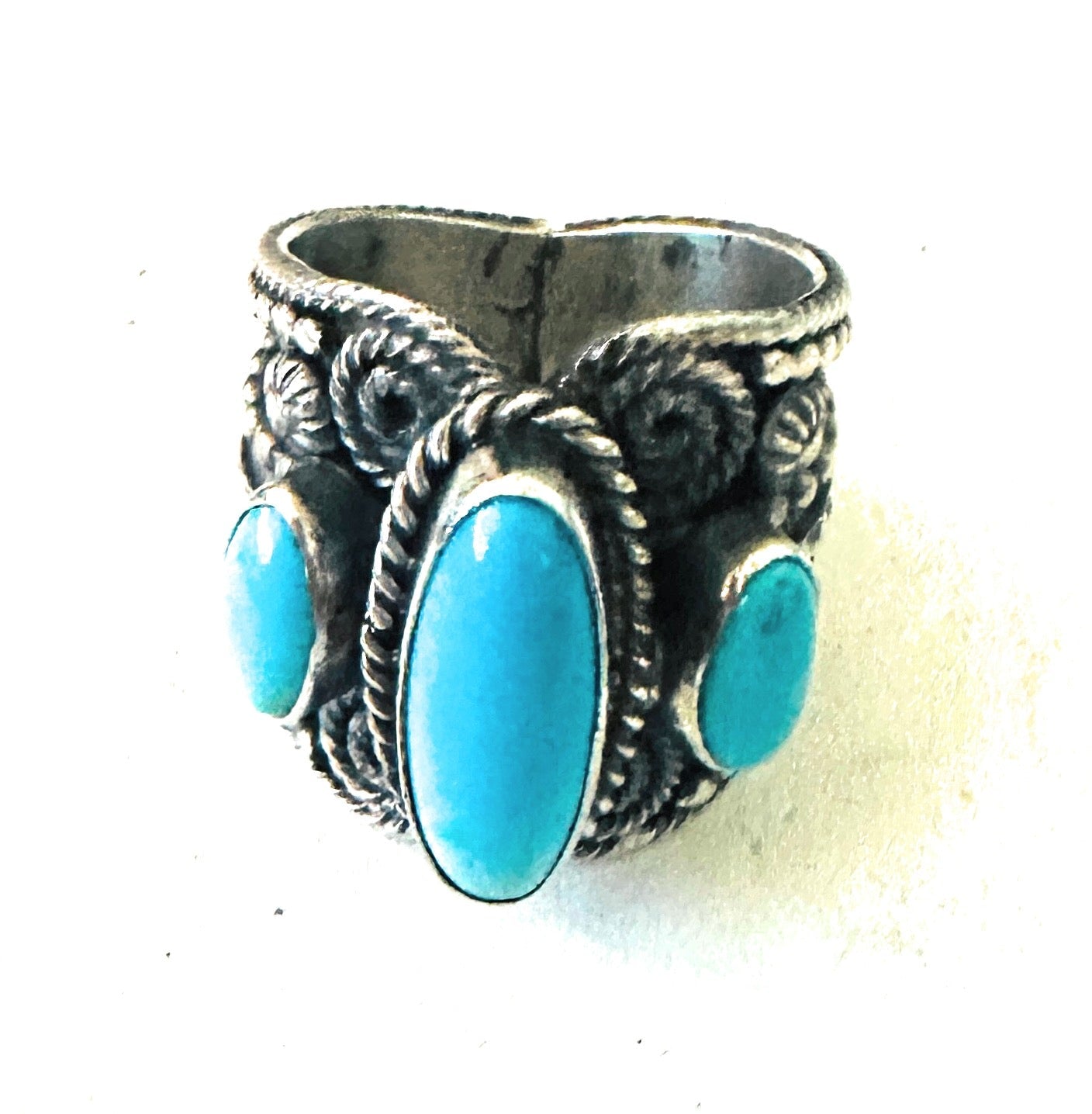 Handcrafted Sterling Silver and Turquoise Ring Size 9.75 by Hemerson Brown