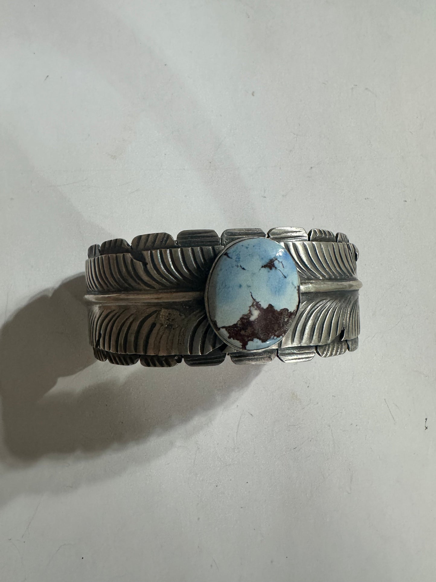 Handcrafted Golden Hill Turquoise & Sterling Silver Cuff Bracelet Signed KM