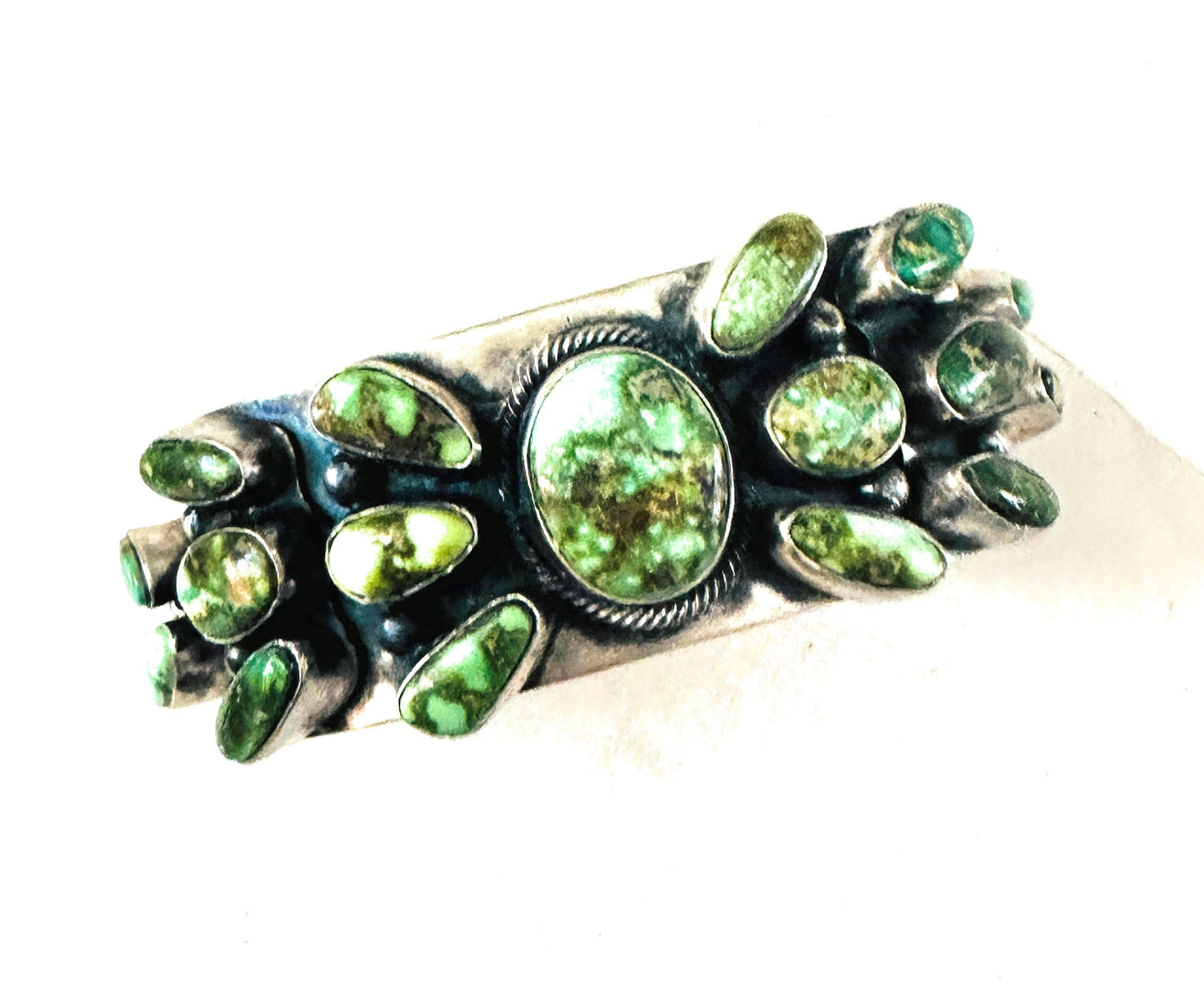 Handcrafted Sterling Silver & Sonoran Gold Turquoise Cuff Bracelet By B Johnson /