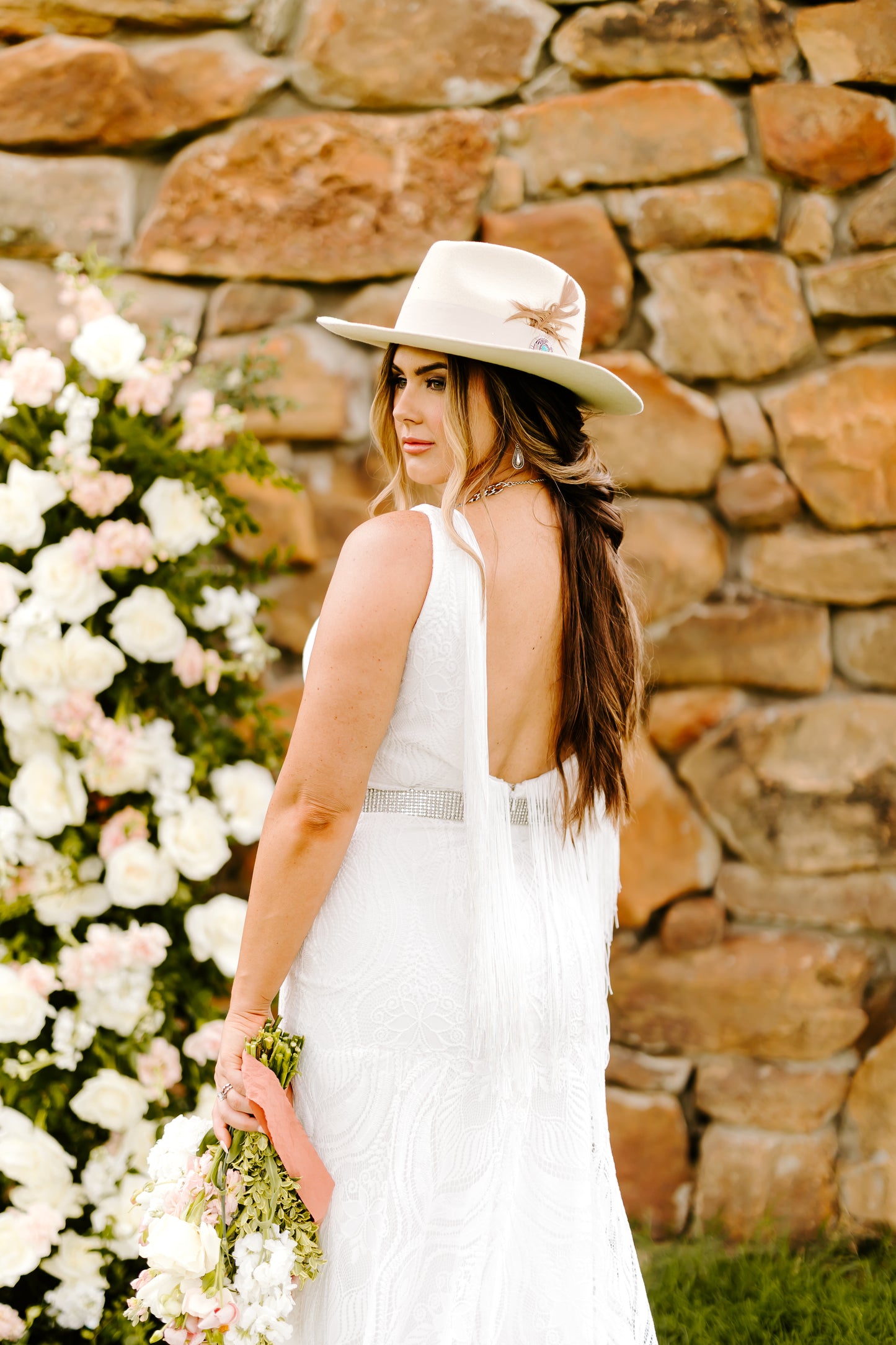 The Dolly Gown-Custom Western Wedding Dress with Fringe