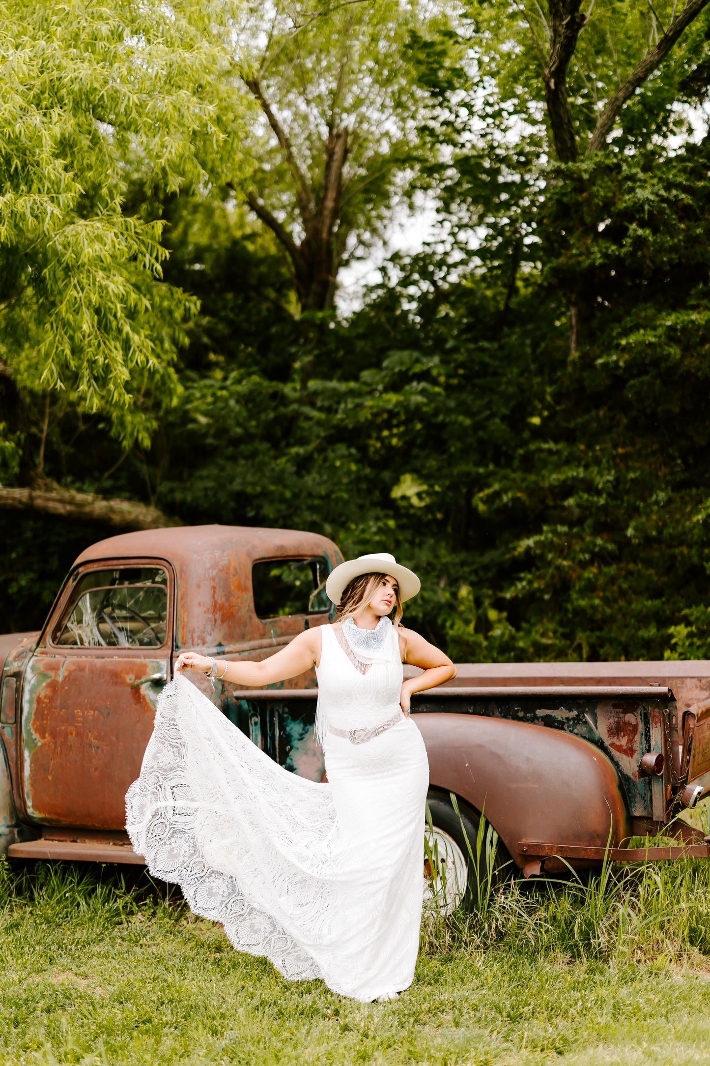 The Dolly Gown-Custom Western Wedding Dress with Fringe