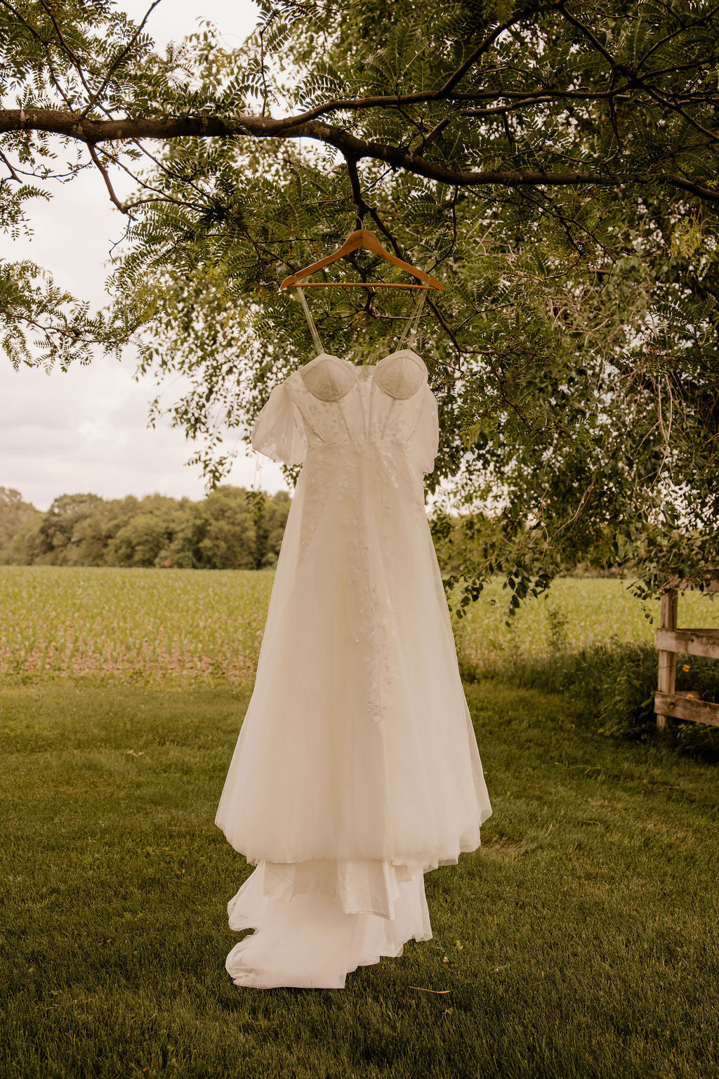 The Iris Gown – Romantic Ivory A-Line Wedding Dress with Floral Appliqués