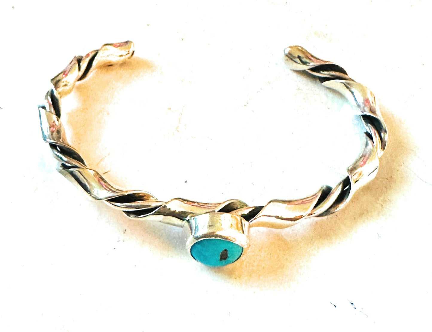 Handcrafted Turquoise & Twisted Sterling Silver Cuff Bracelet