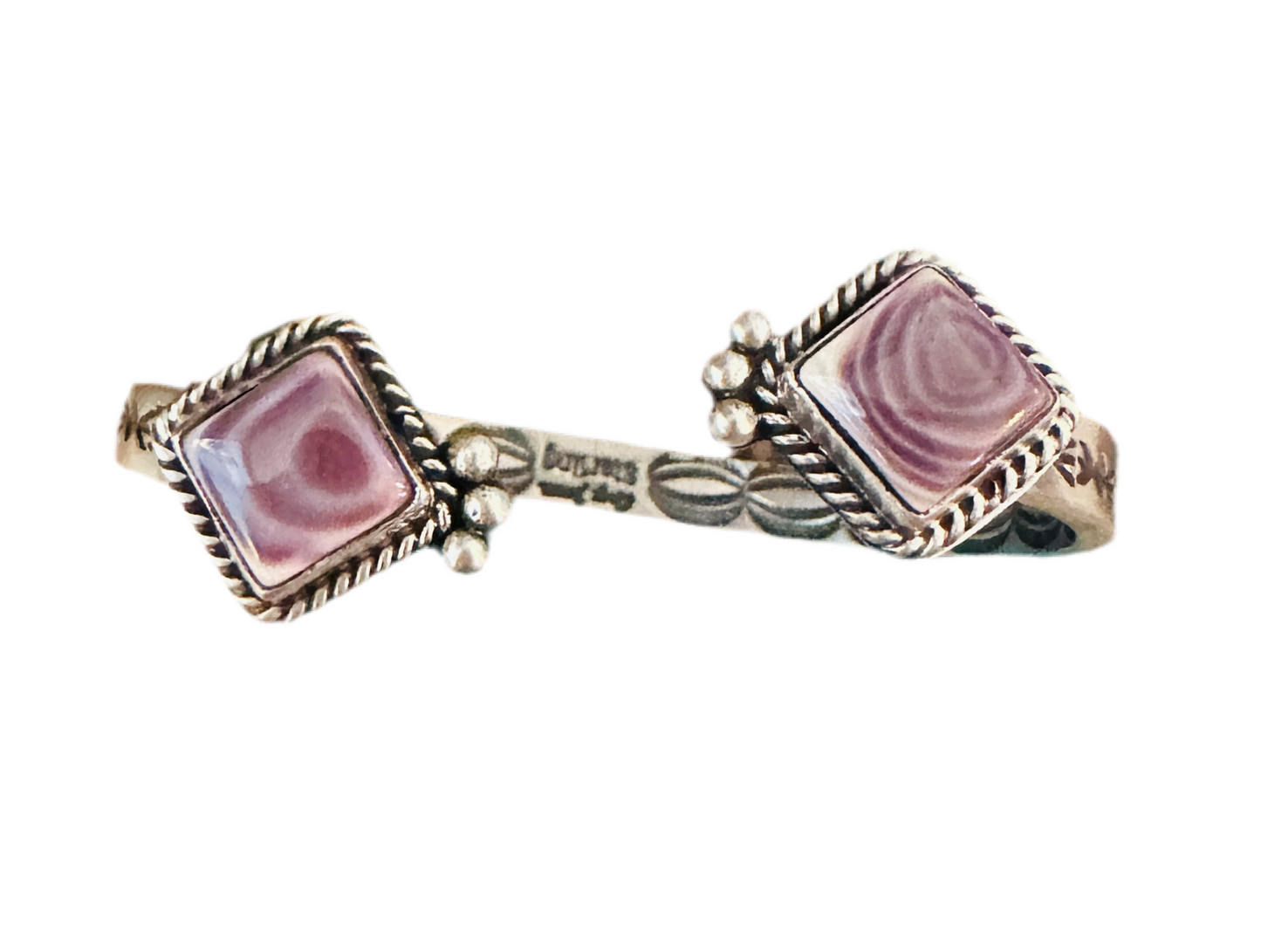 Handcrafted Charoite & Sterling Silver Floating Cuff Bracelet /