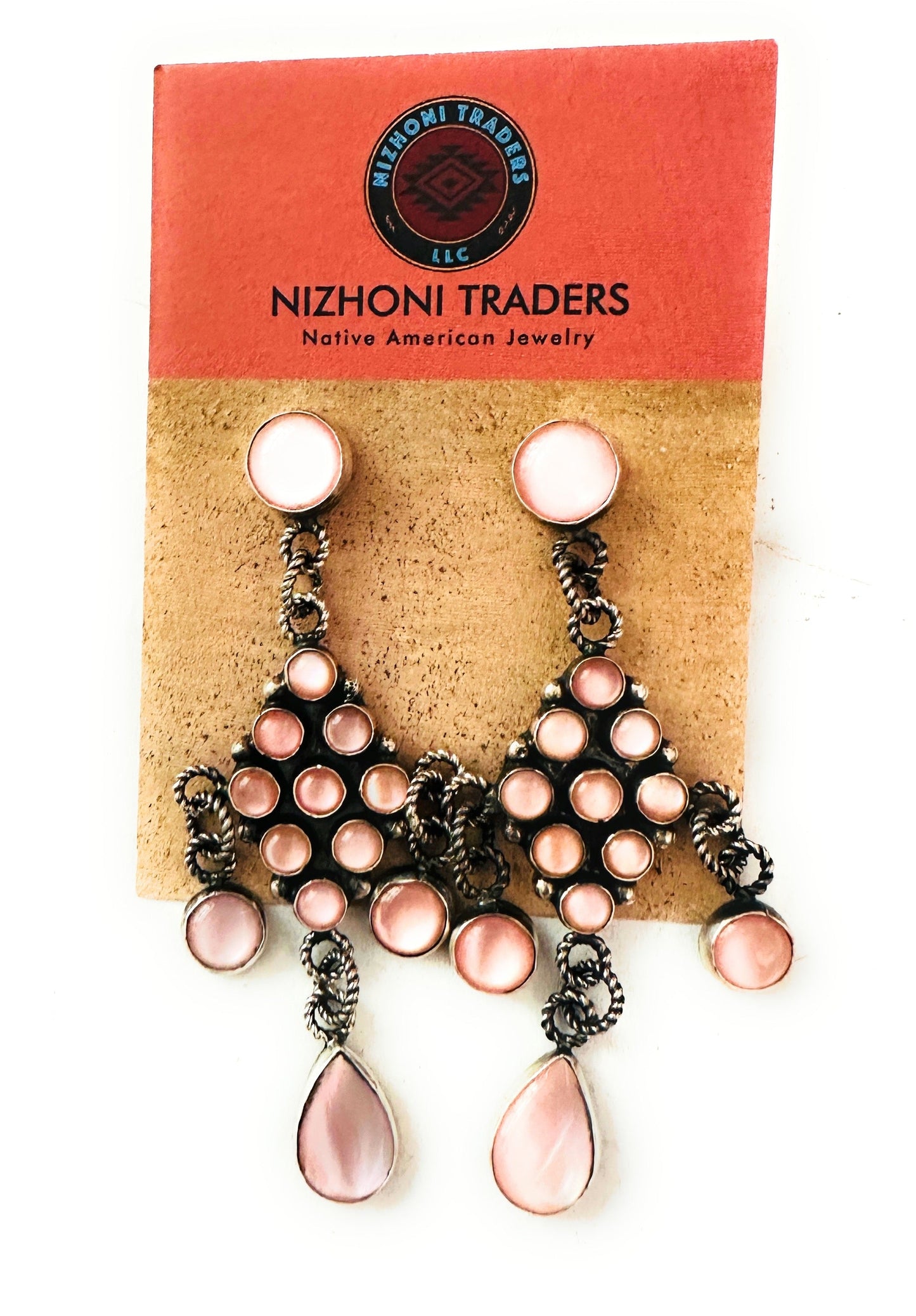 Handcrafted Pink Mother of Pearl & Sterling Silver Dangle Earrings