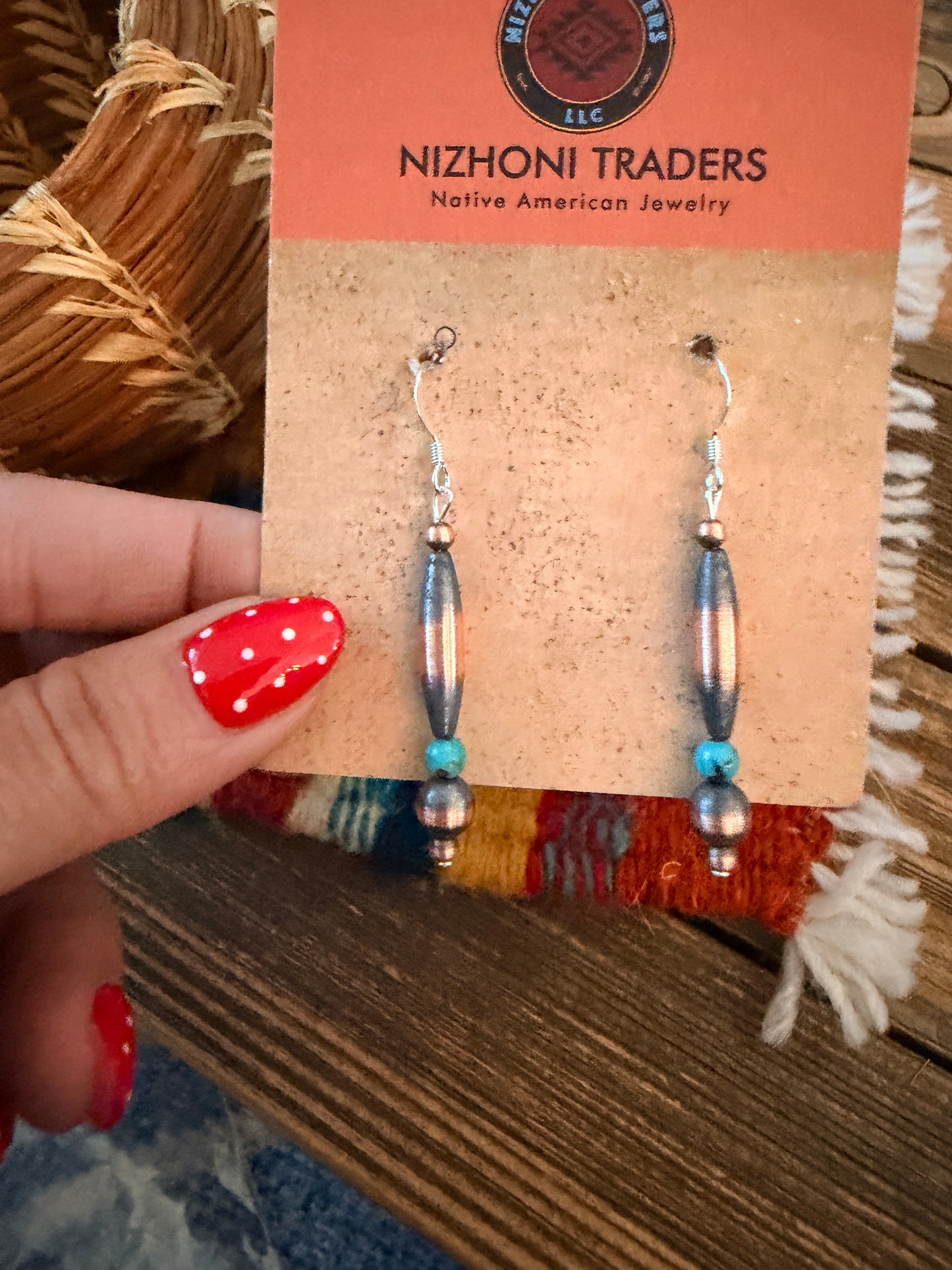 Handcrafted Copper & Turquoise Beaded Dangle Earrings