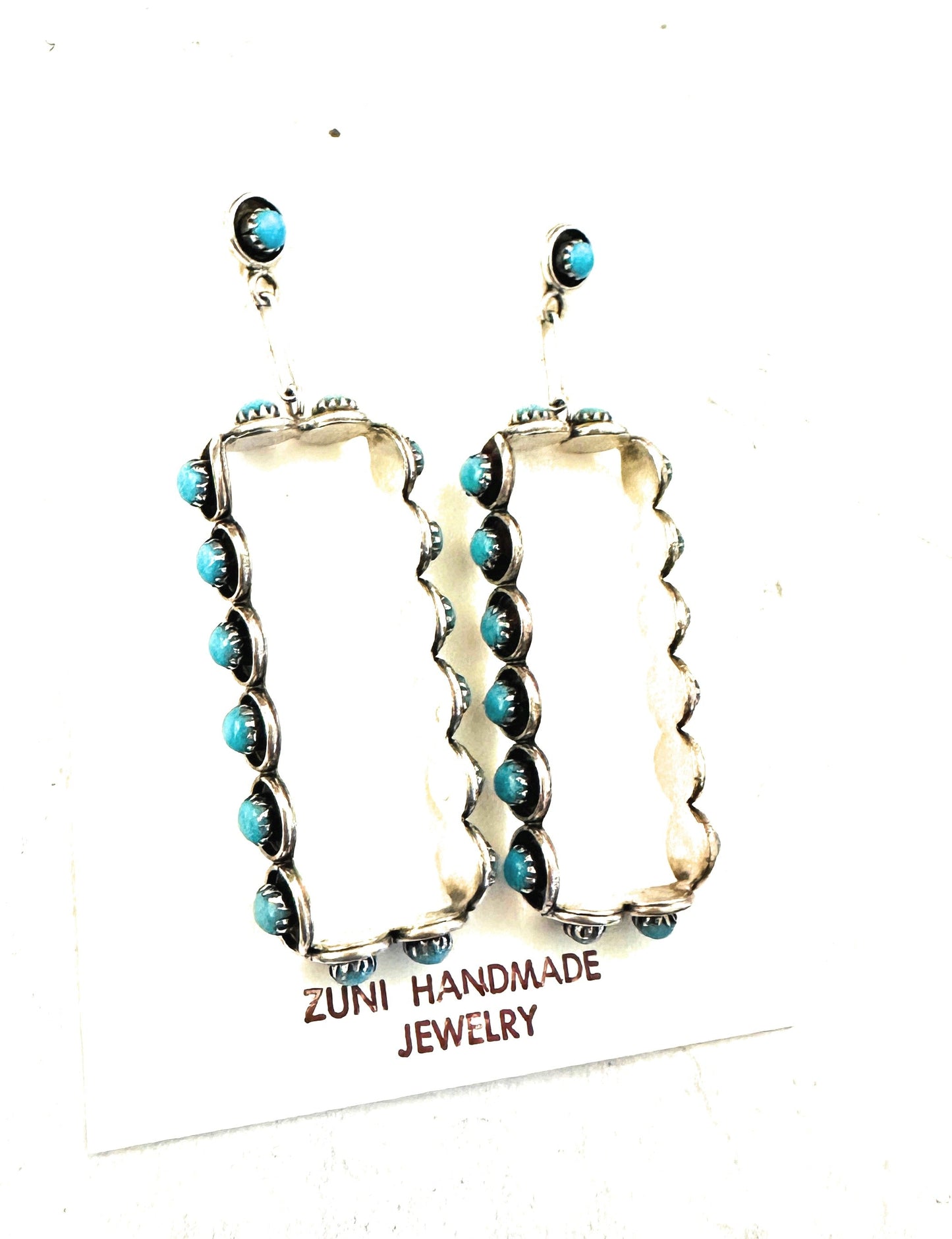 Handcrafted Turquoise & Sterling Silver Snake Eye Dangle Earrings