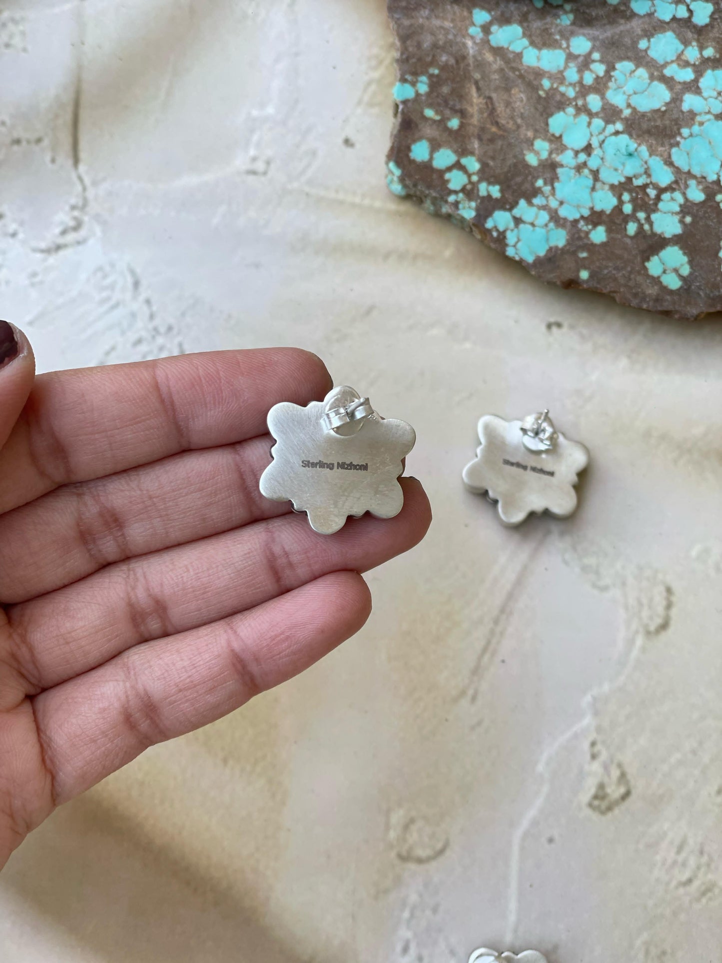 Handmade Sterling Silver 6 Stone Post Earring