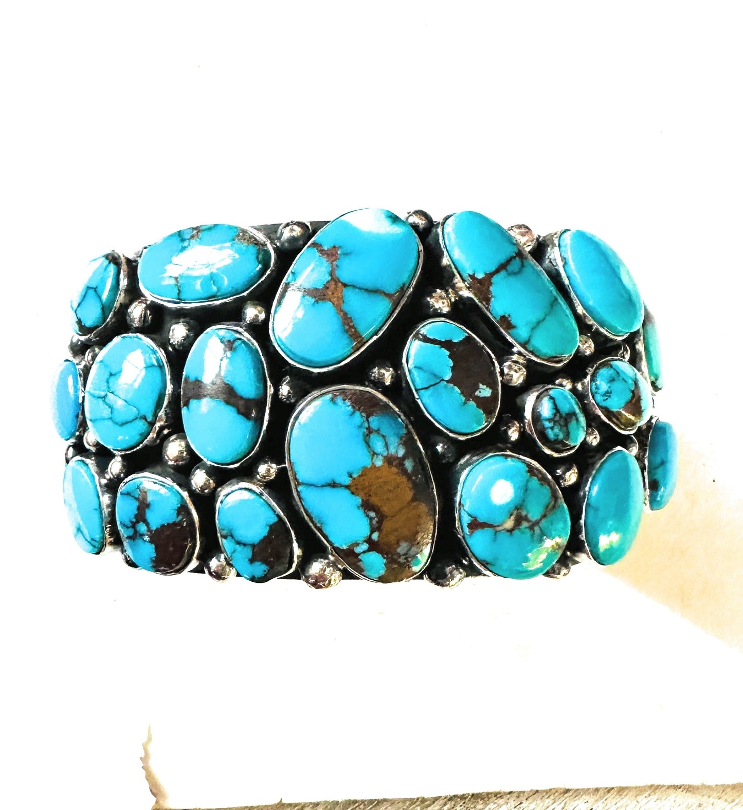 Handcrafted Sterling Silver & Kingman Turquoise Cuff Bracelet /