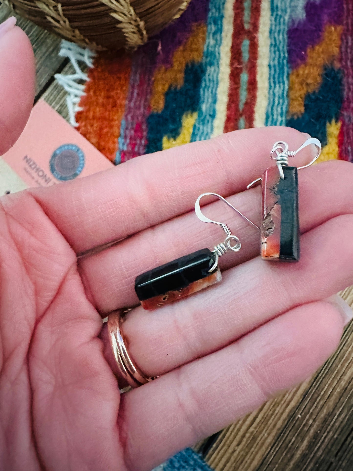 Handcrafted Multi Stone Inlay Slab Dangle Earrings