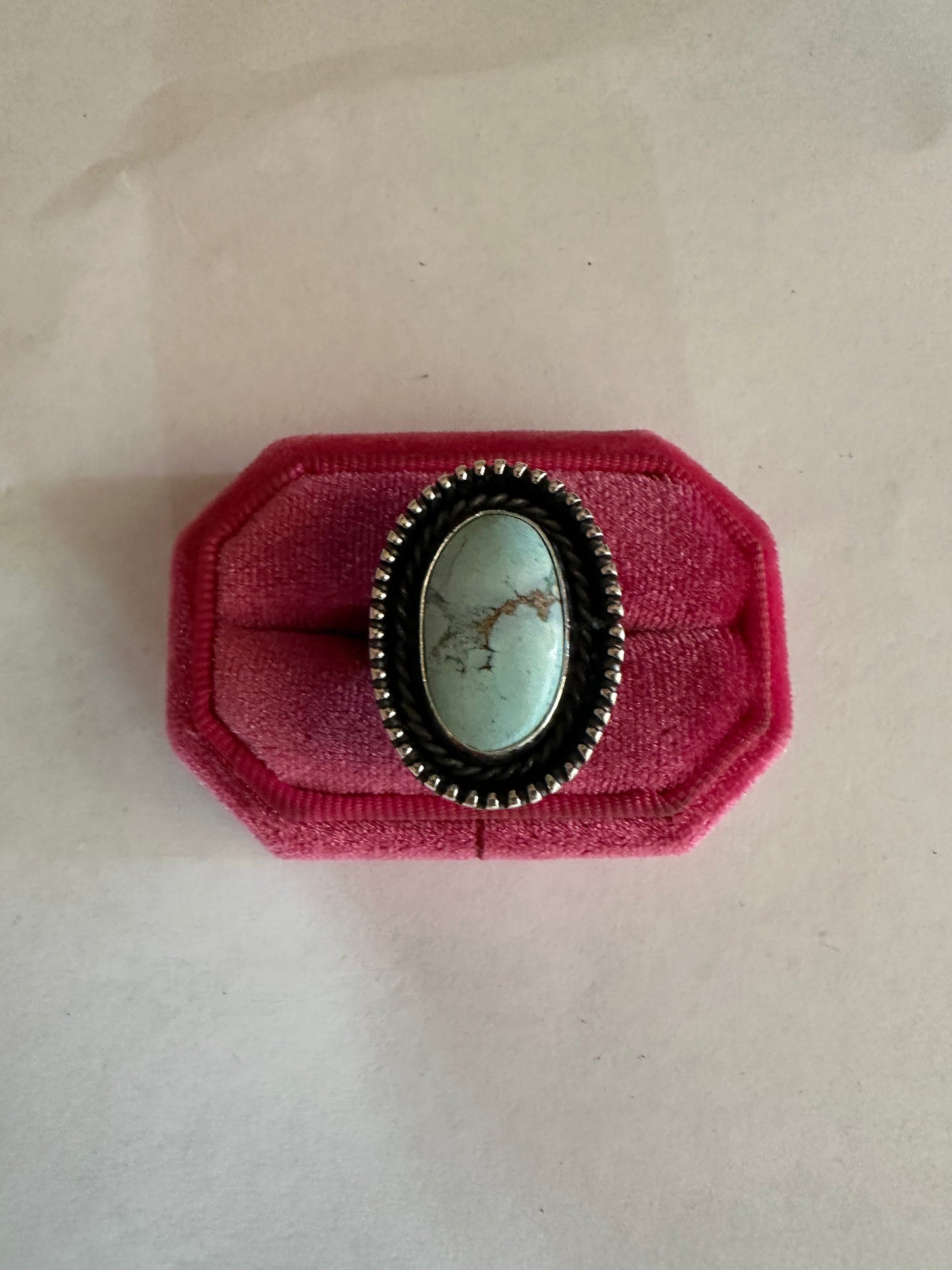 Beautiful Handcrafted Sterling Silver & Single Stone Golden Hills Turquoise Adjustable Ring Signed