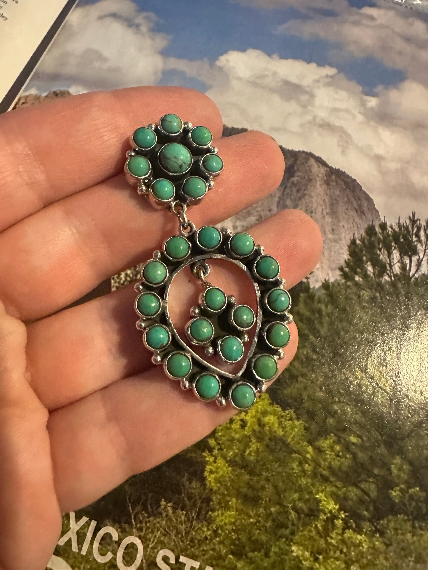 Beautiful Handmade Turquoise Post Dangle Earrings By Dan Dodson