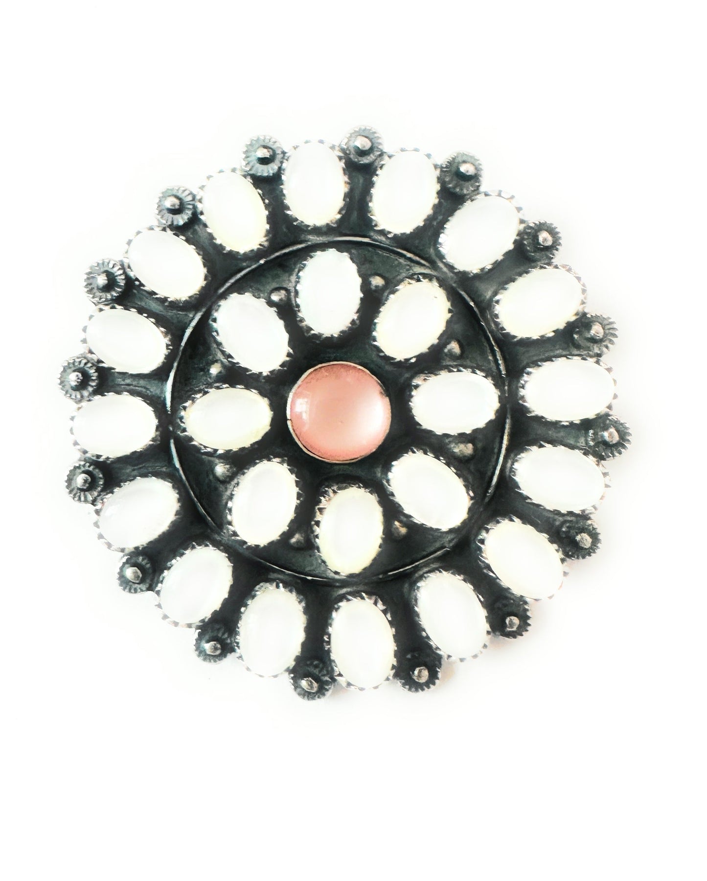 Handcrafted Mother of Pearl & Sterling Silver Cluster Brooch by Jacqueline Silver