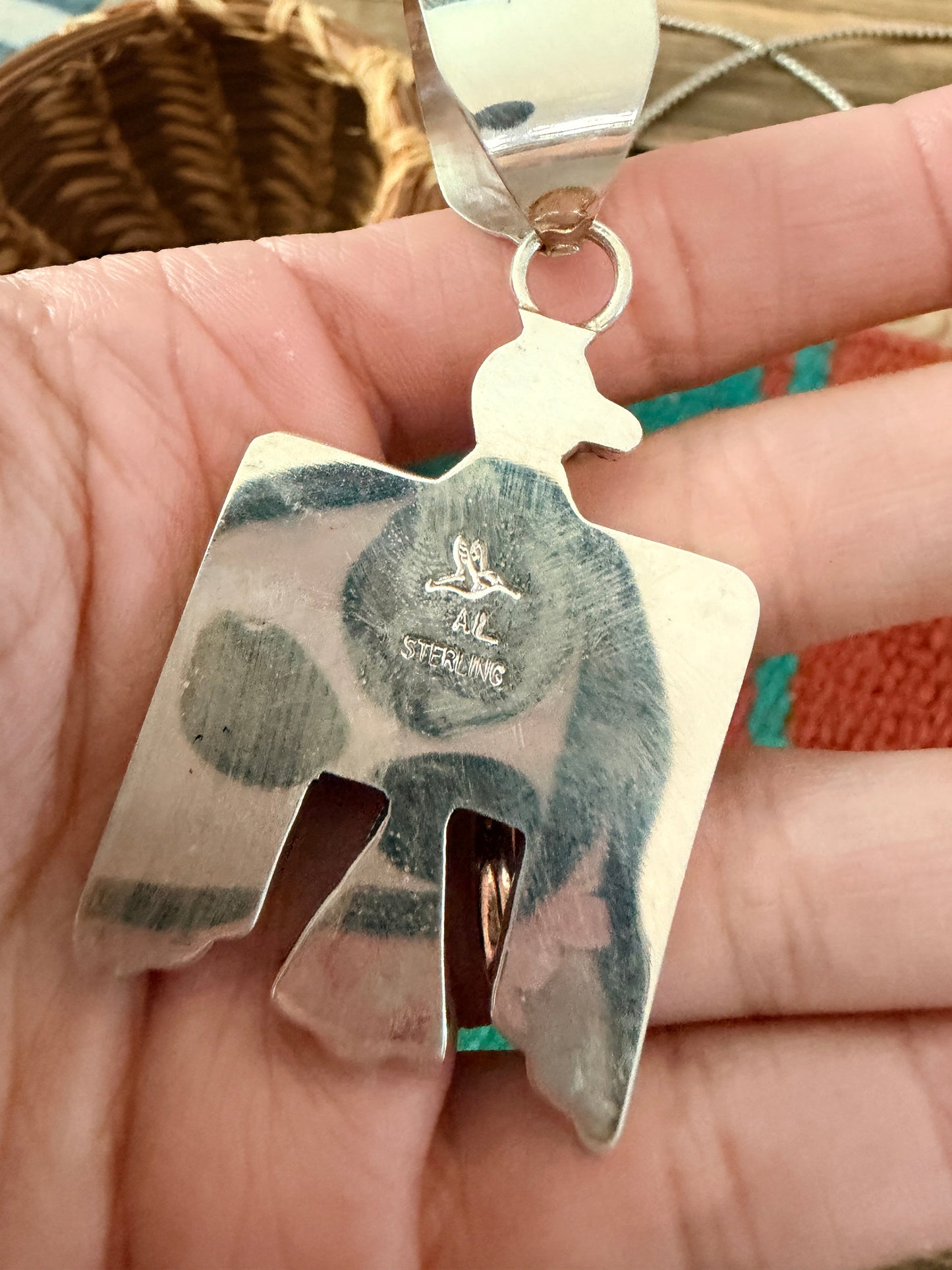 Handcrafted Sterling Silver & Turquoise Thunderbird Pendant by Alonzo Mariano