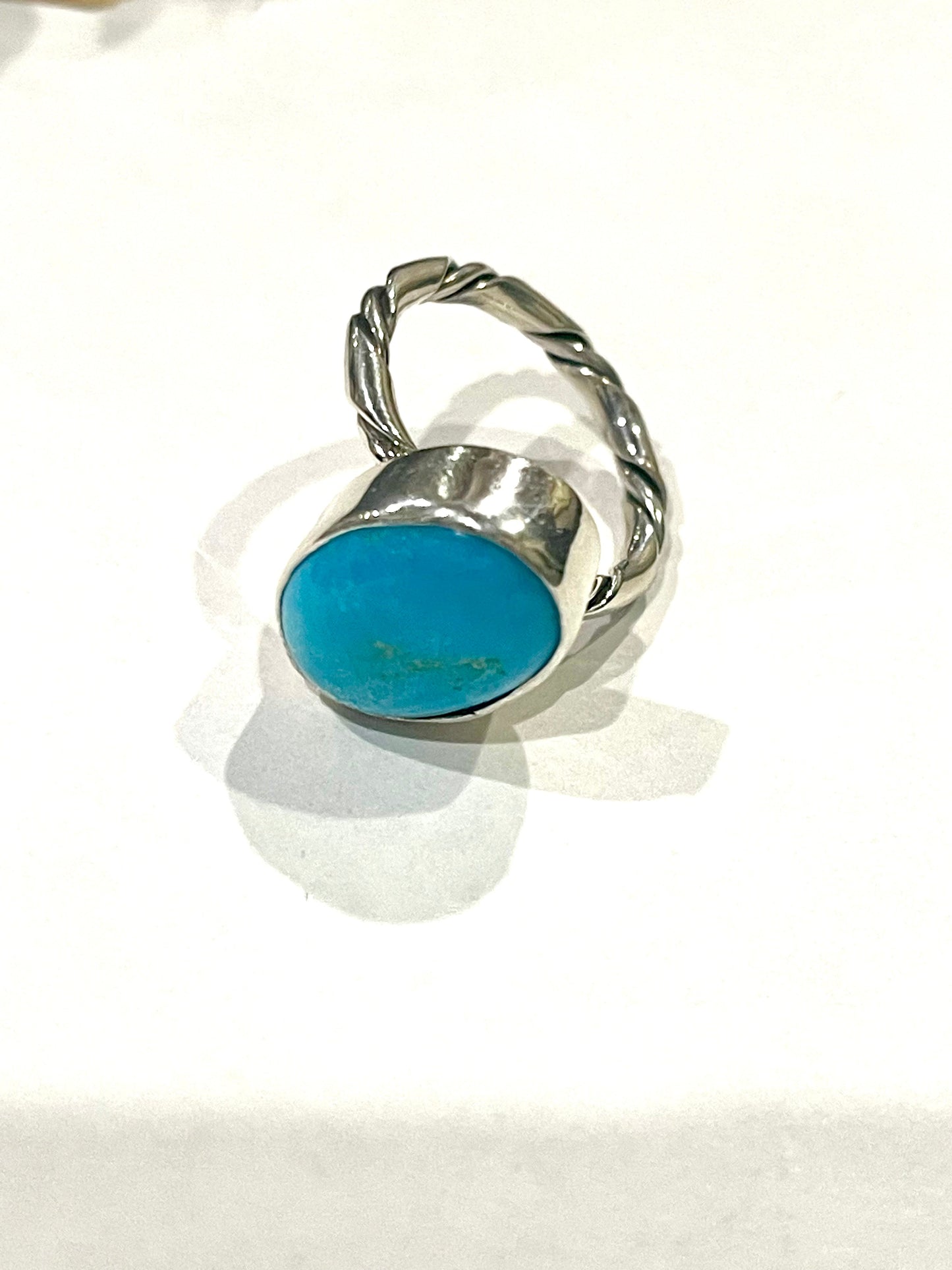 Handcrafted Turquoise & Sterling Silver Ring Size 5.75