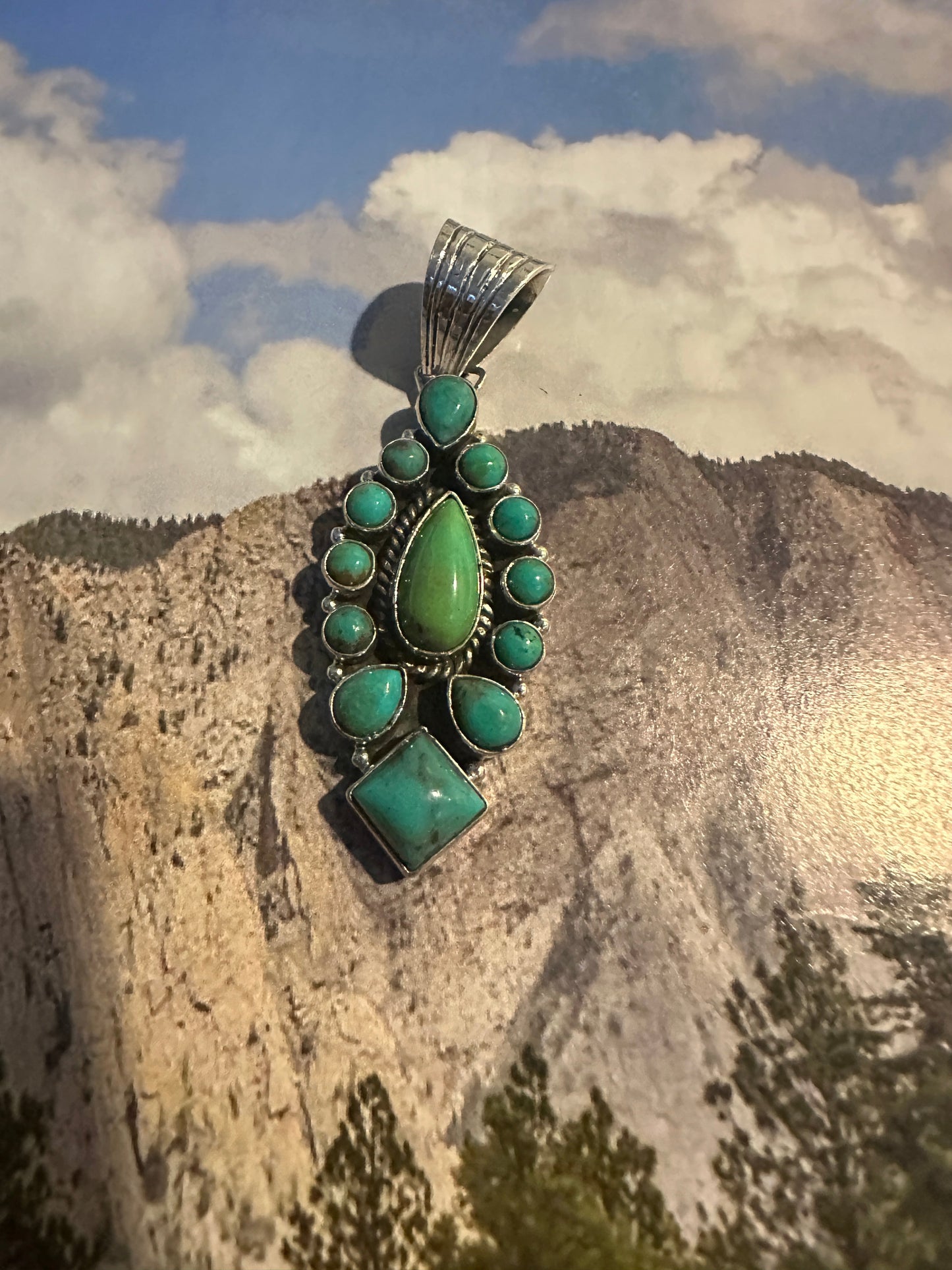 Handmade Sterling Silver Turquoise Pendant By Dan Dodson