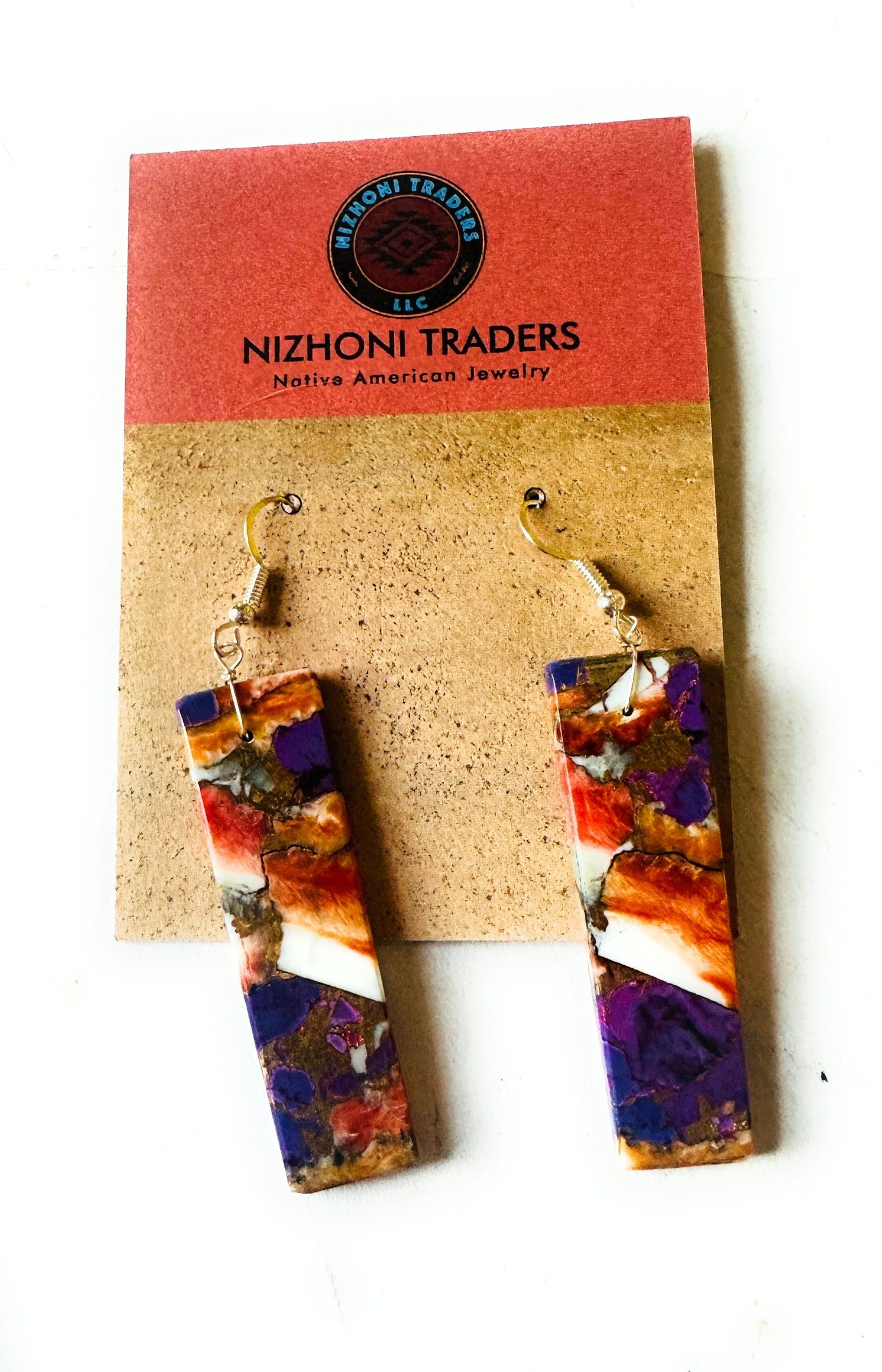 Handcrafted Sterling Silver & Purple Spice Slab Dangle Earrings
