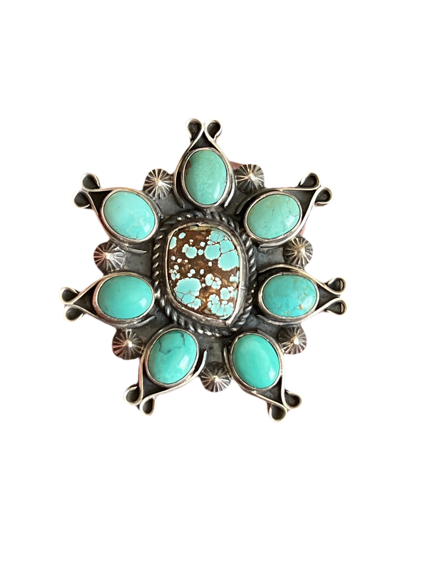 Rosella Paxson Number 8 and Hubei Turquoise Cluster Ring