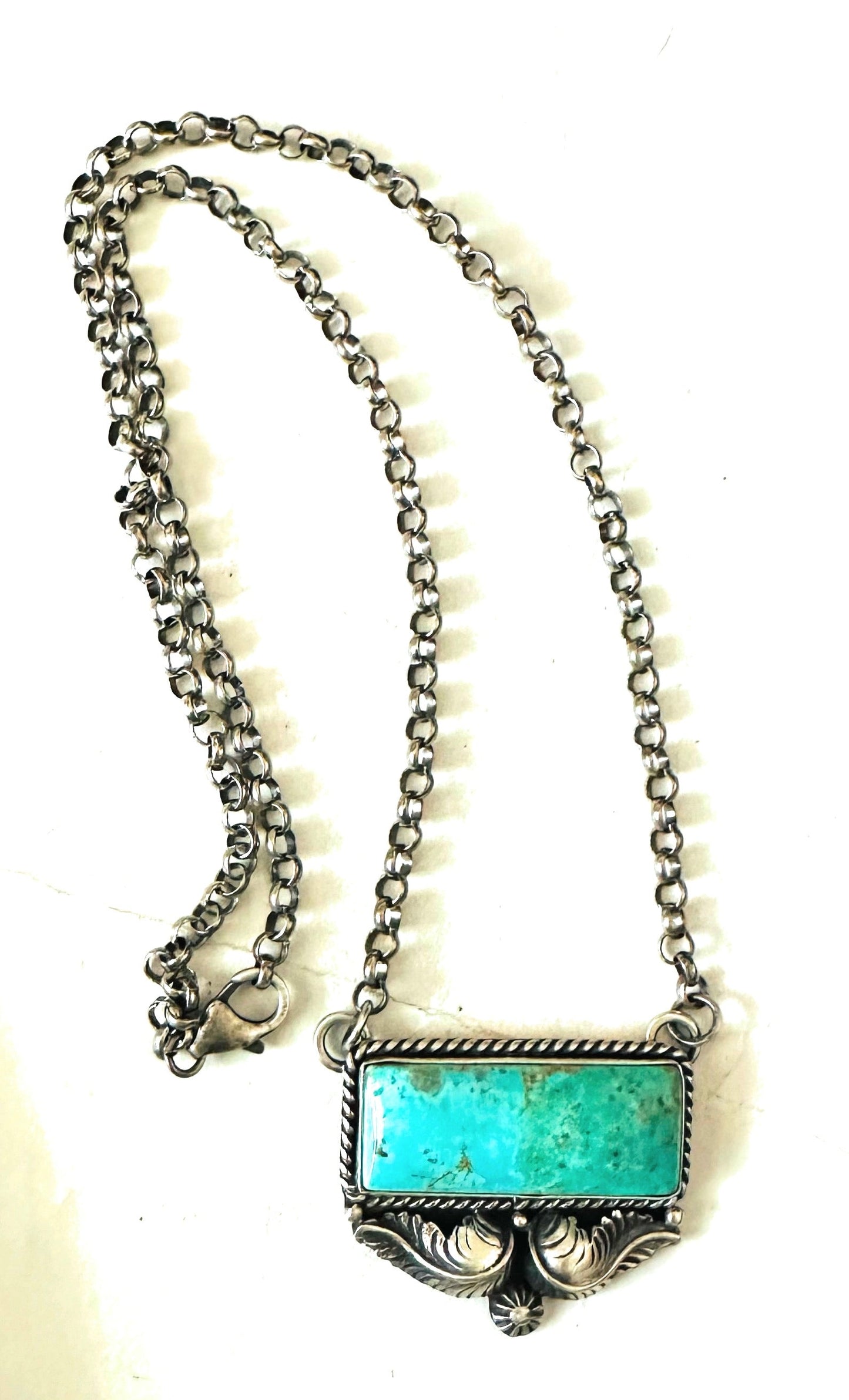 Handcrafted Sterling Silver & Royston Turquoise Necklace