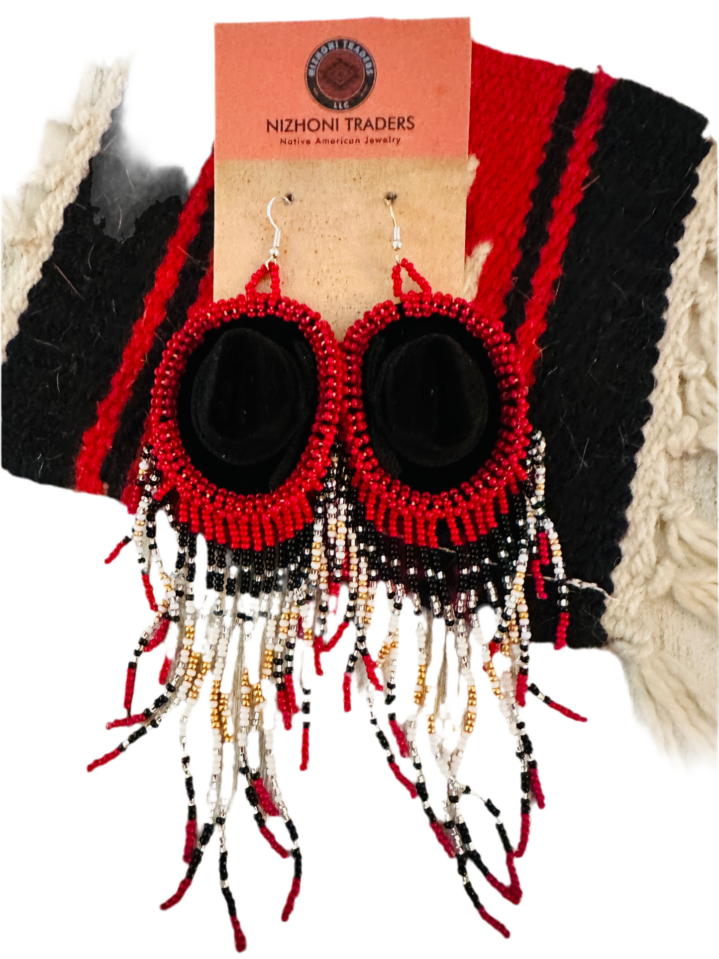 Handcrafted Beaded Cowboy Hat Dangle Earrings