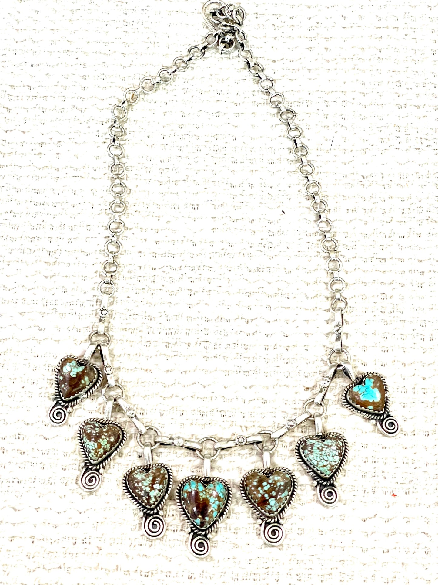 Handmade Sterling Silver Number 8 Turquoise Necklace with Signed Nizhoni