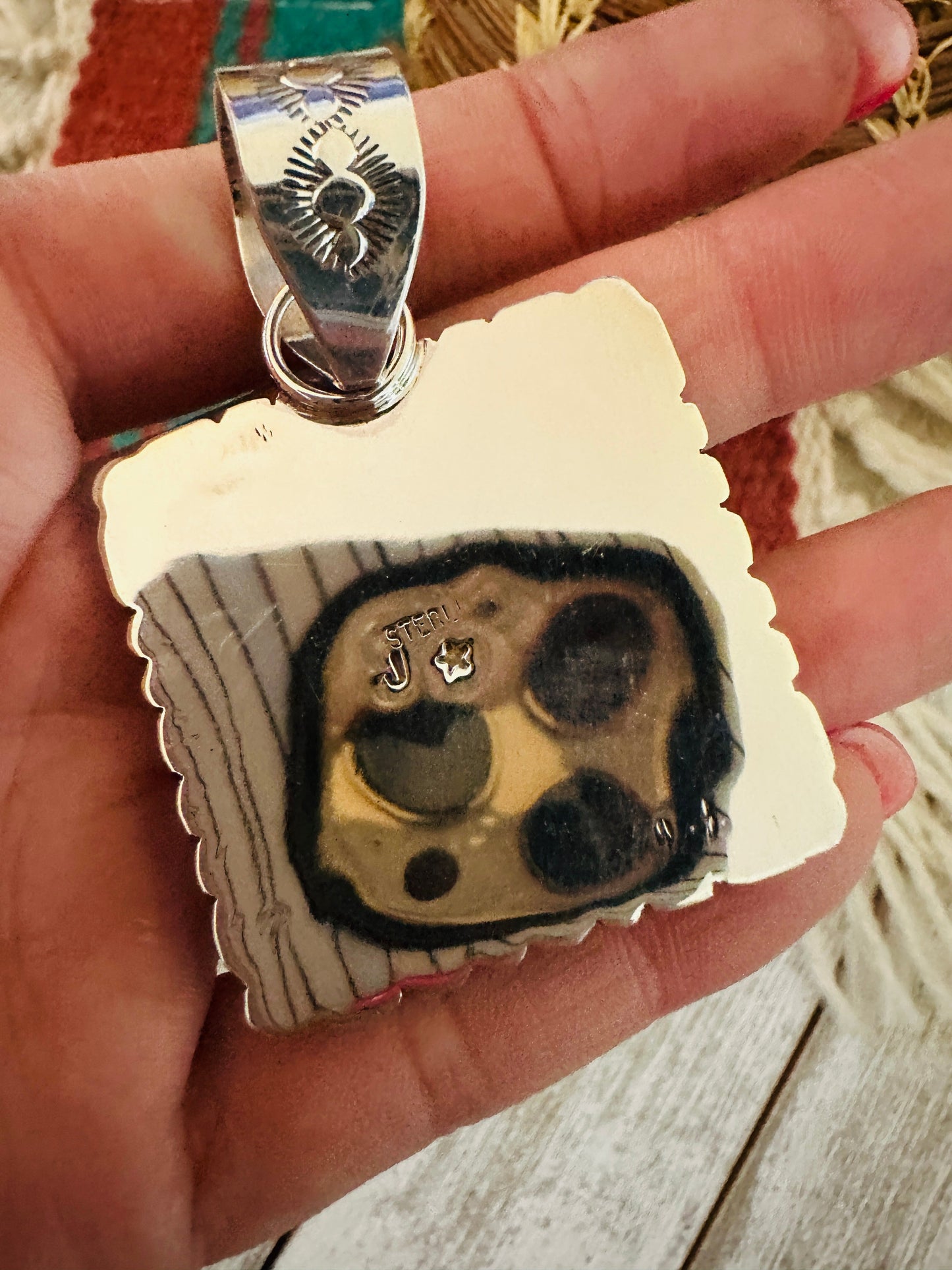 Handcrafted Blackjack Turquoise & Sterling Silver Pendant
