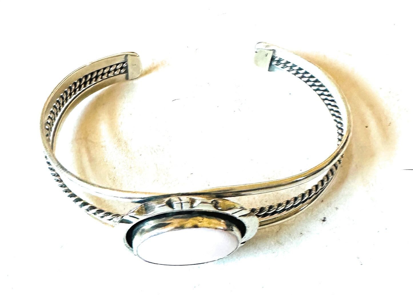 Handcrafted Queen Pink Conch Shell & Sterling Silver Cuff Bracelet