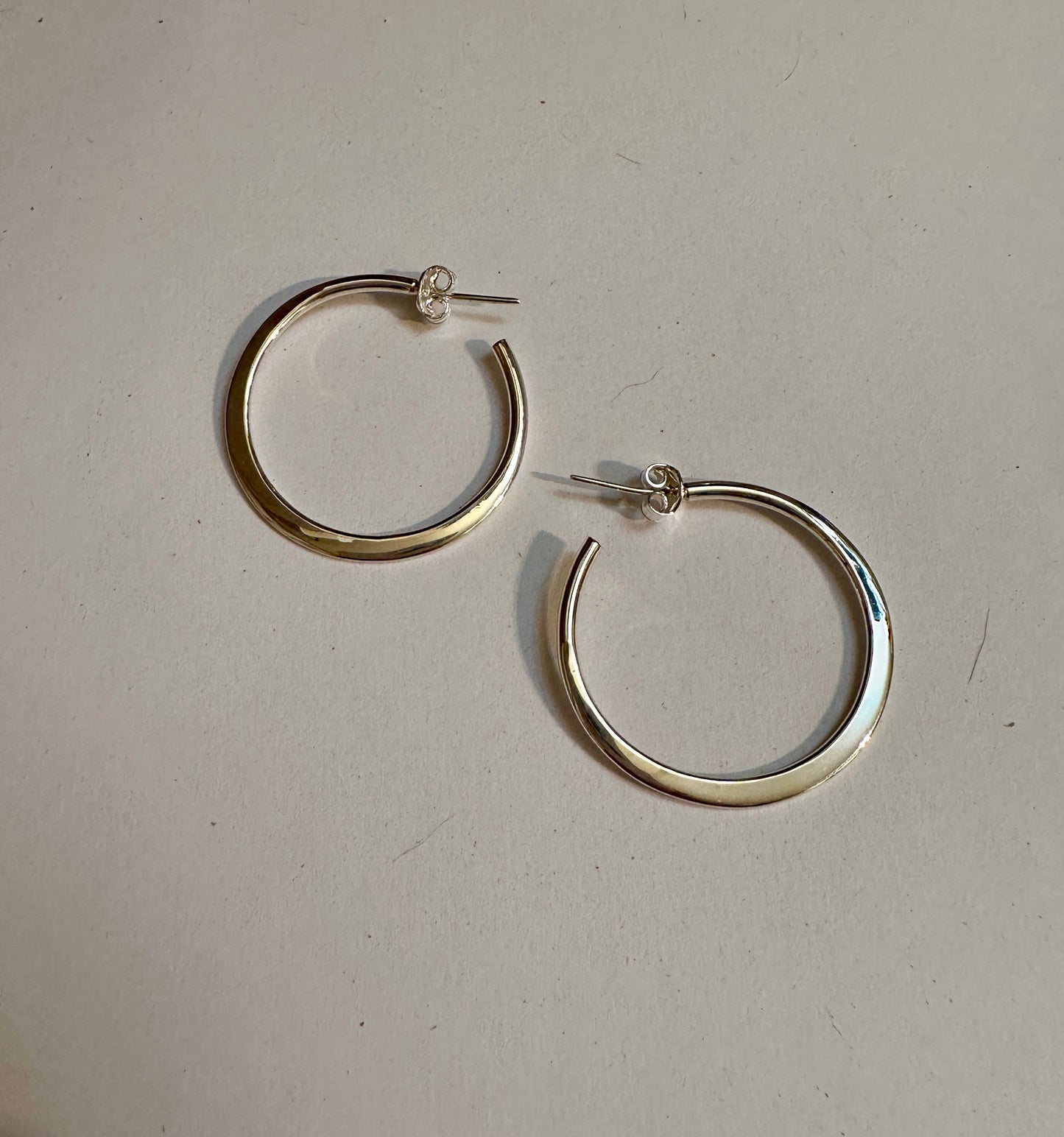 Round Flared Sterling Silver Hoops