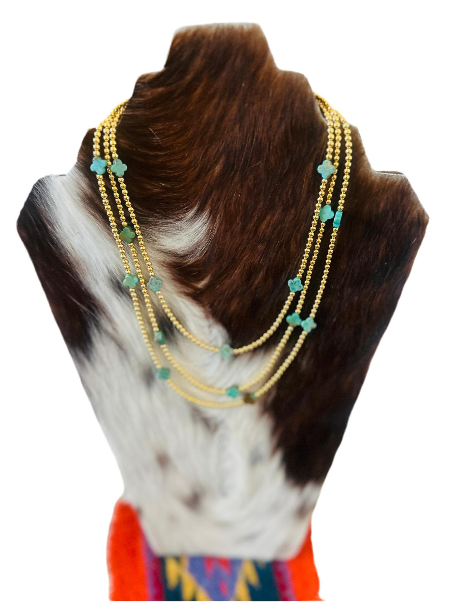 Handcrafted Gold Plated Sterling Silver & Turquoise Cle’vara Beaded Necklace