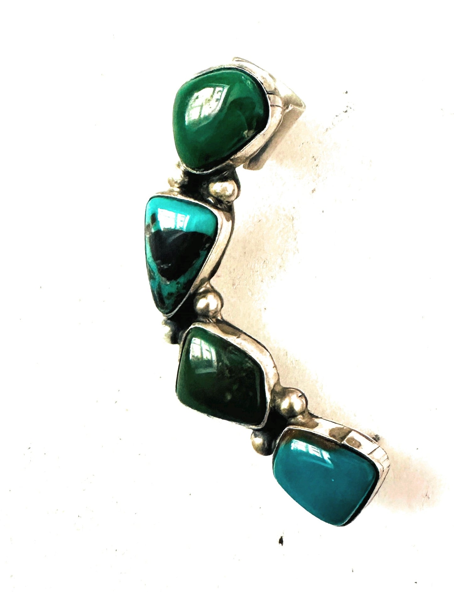 Handcrafted Sterling Silver & Turquoise Ear Cuff Signed