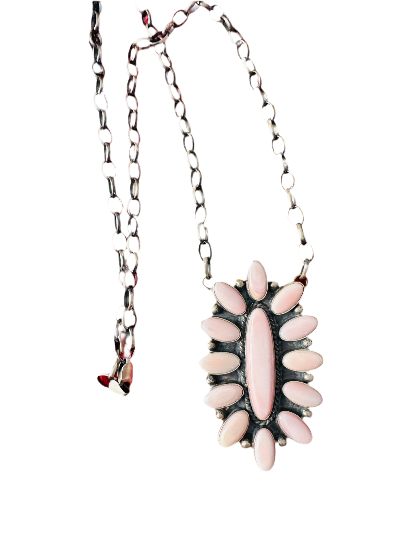 Handcrafted Sterling Silver & Queen Pink Conch Cluster Necklace