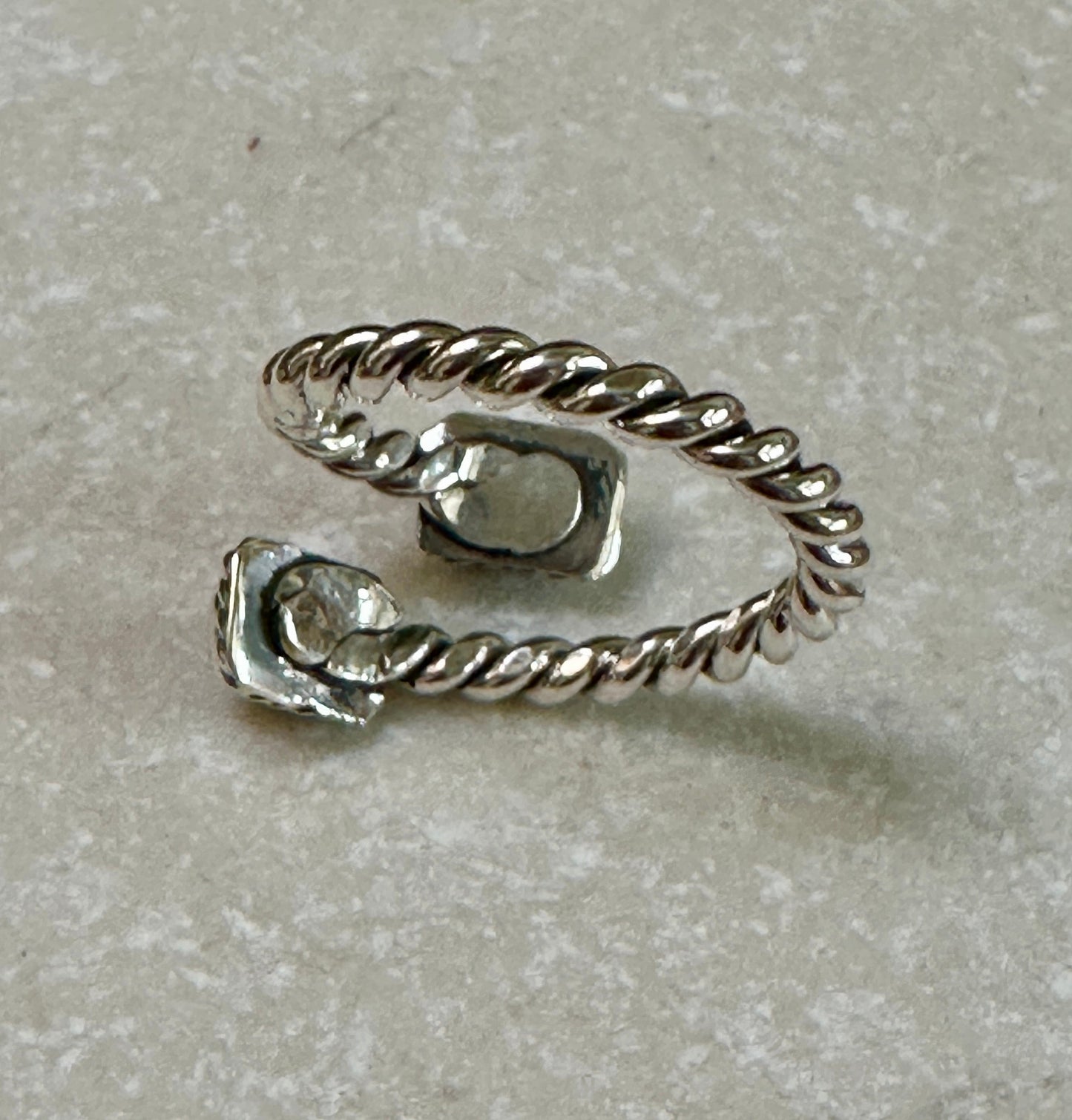 Black Onyx 2 Stone & Sterling Silver Adjustable Ring✅