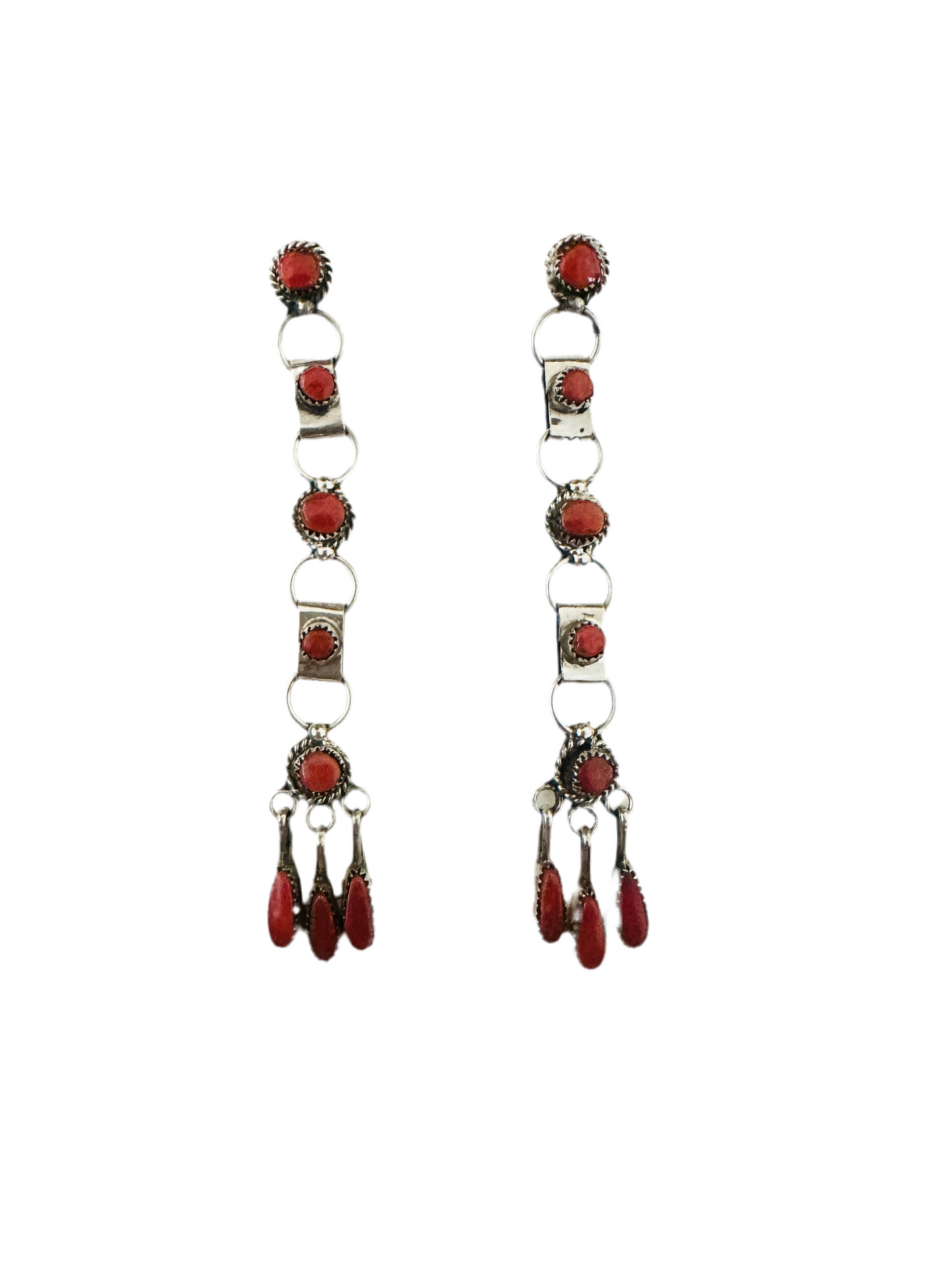 Handcrafted Sterling Silver & Coral Dangle Earrings