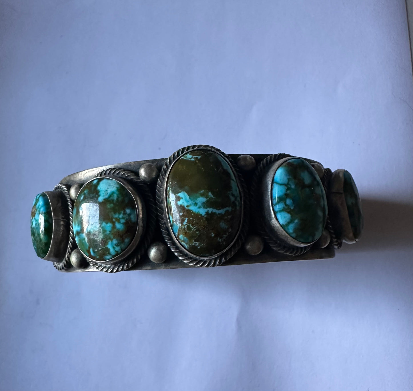 Beautiful B Johnson Handcrafted Sterling Sonoran Mountain Turquoise Bracelet Cuff Signed