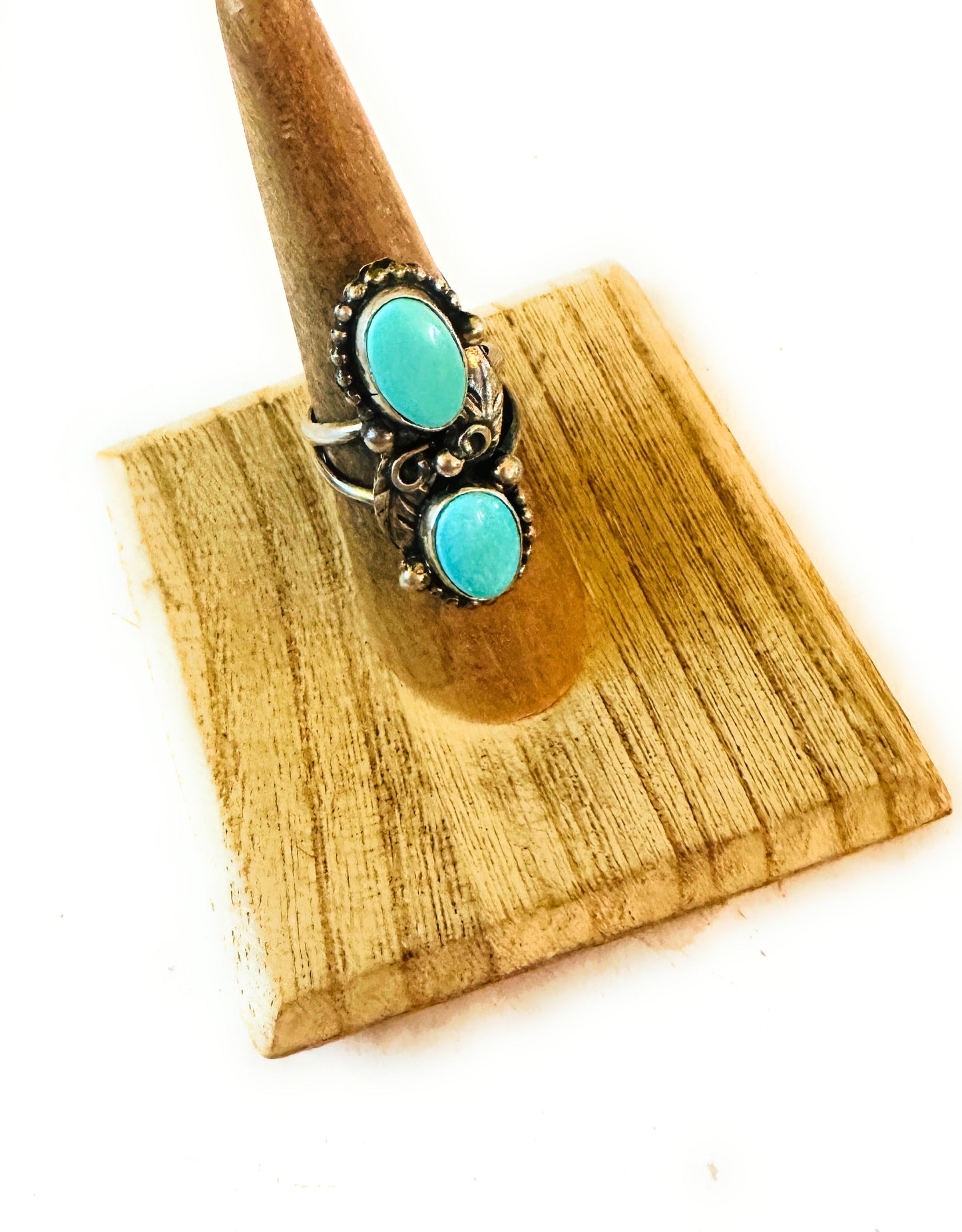Handcrafted Turquoise & Sterling Silver Ring Size 6