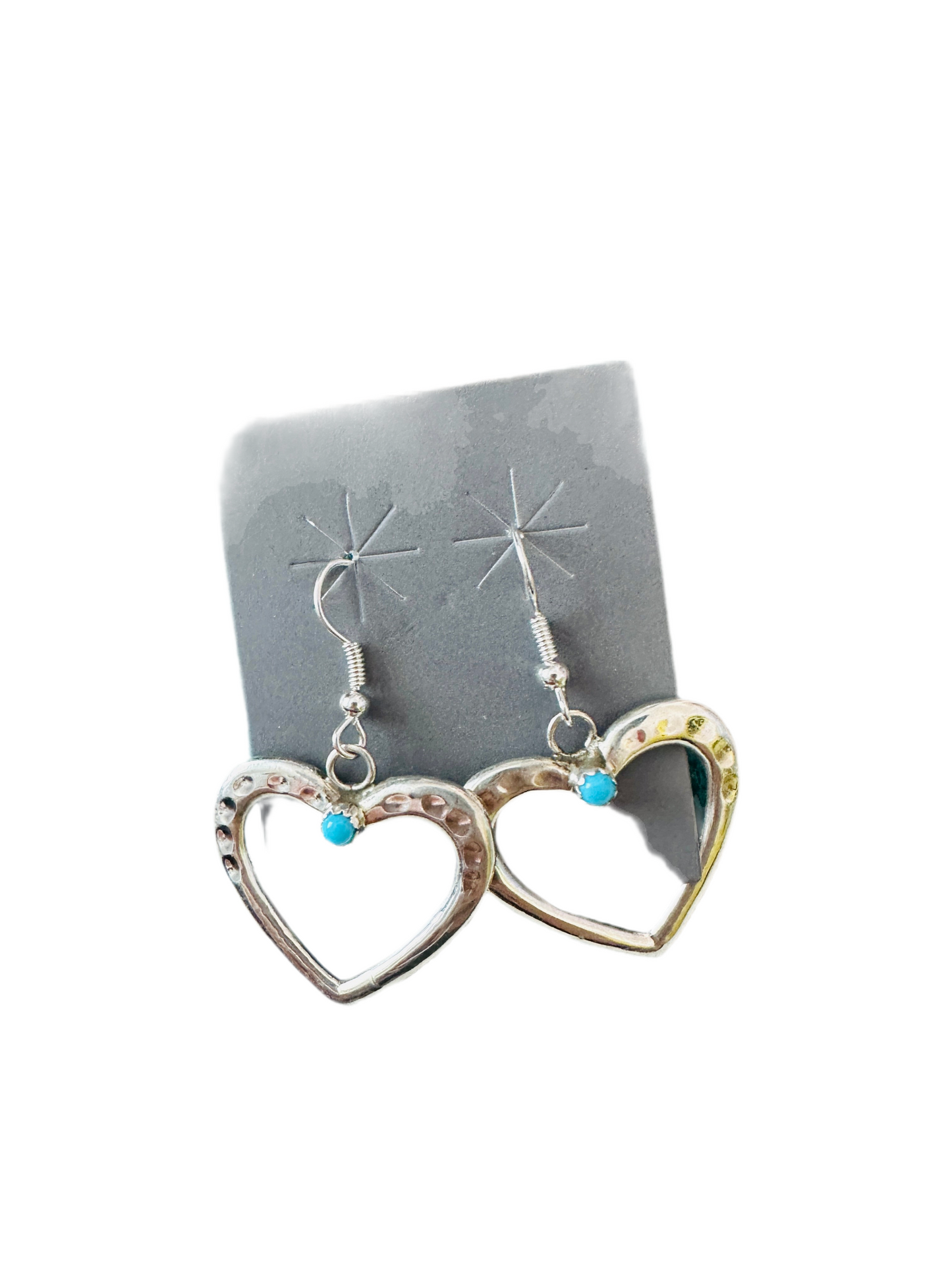 Handcrafted Turquoise & Sterling Silver Heart Dangle Earrings