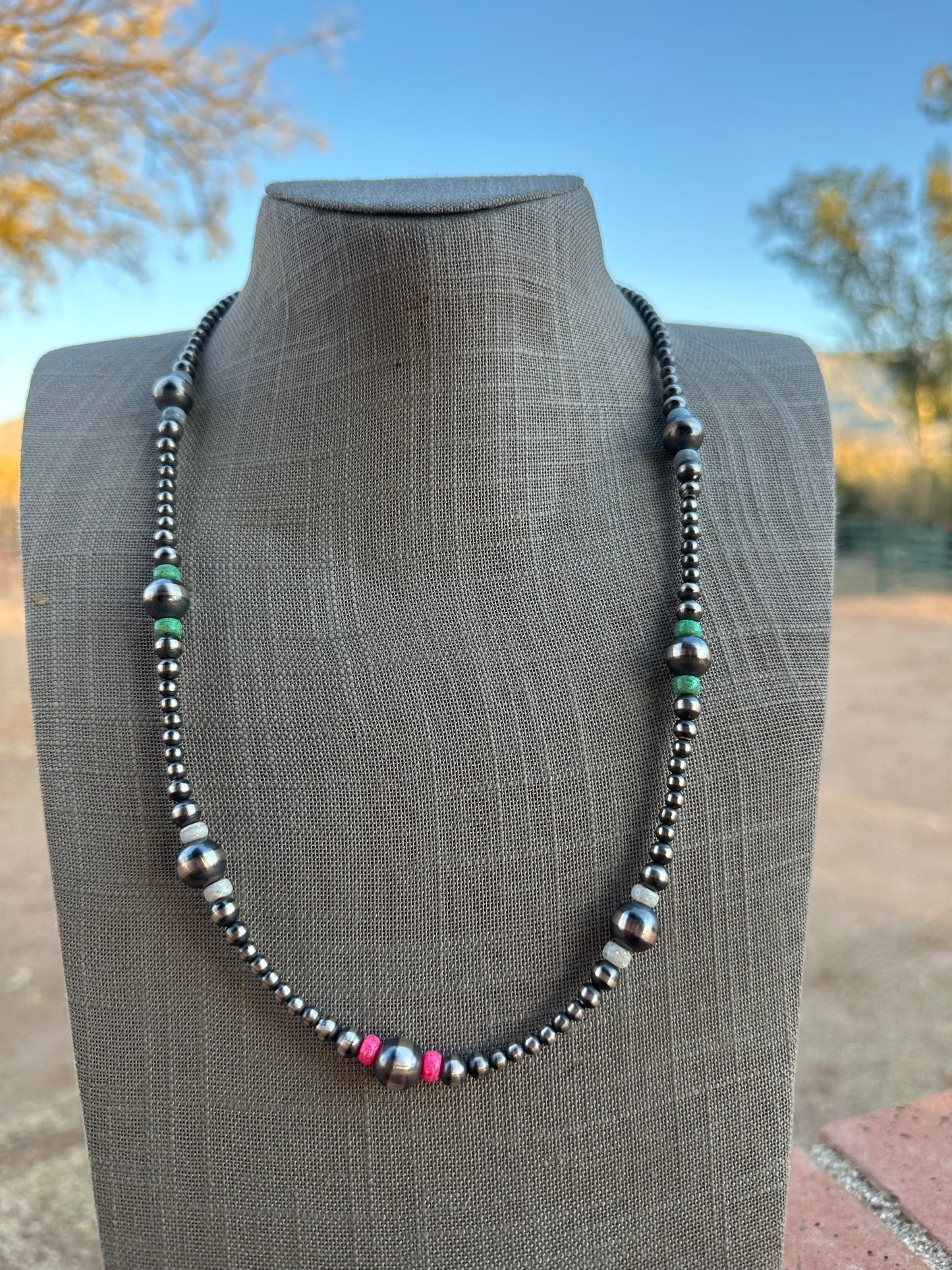 Handcrafted Pearl Sterling Silver Sherbet Opal Necklaces